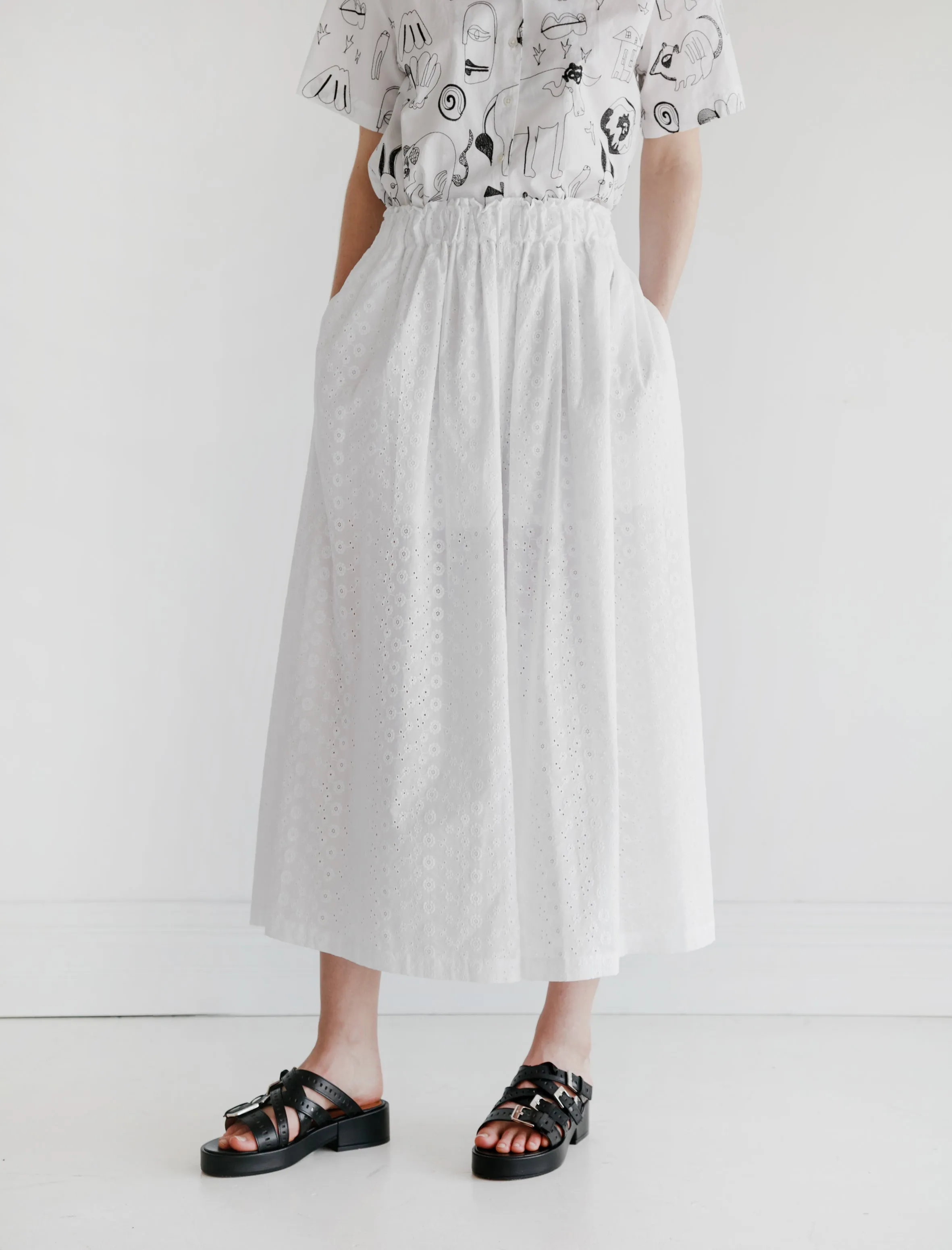 Simone Trousers White Eyelet sold by SHOP NEIGHBOR