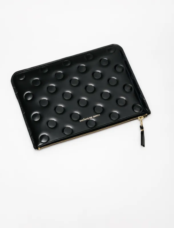 Polka Dots Embossed Classic Zip Large Wallet Black - SA5100NE sold by SHOP NEIGHBOR