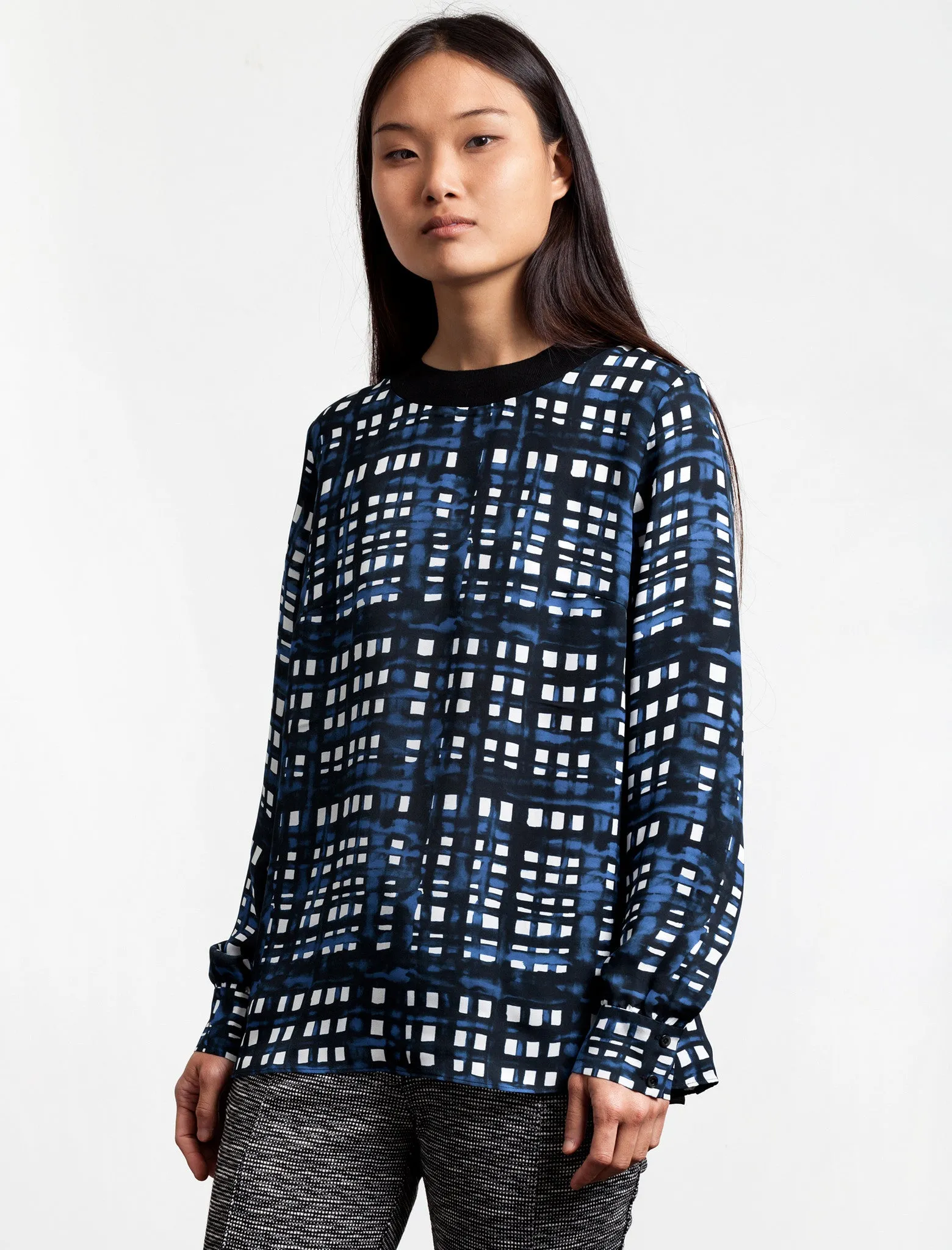 Crewneck Top Navy Plaid sold by SHOP NEIGHBOR
