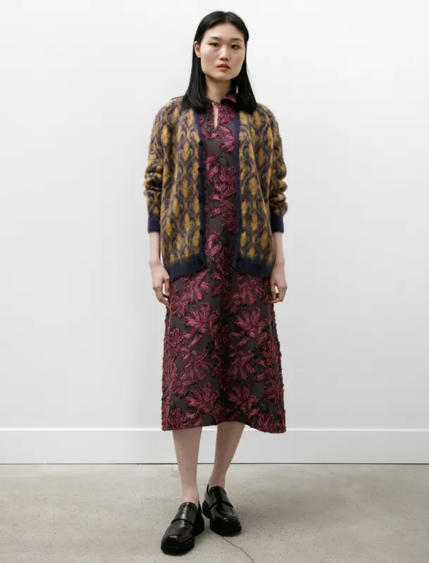 Mohair Cardigan Fleur de Lys Purple/Gold made by Needles Womens