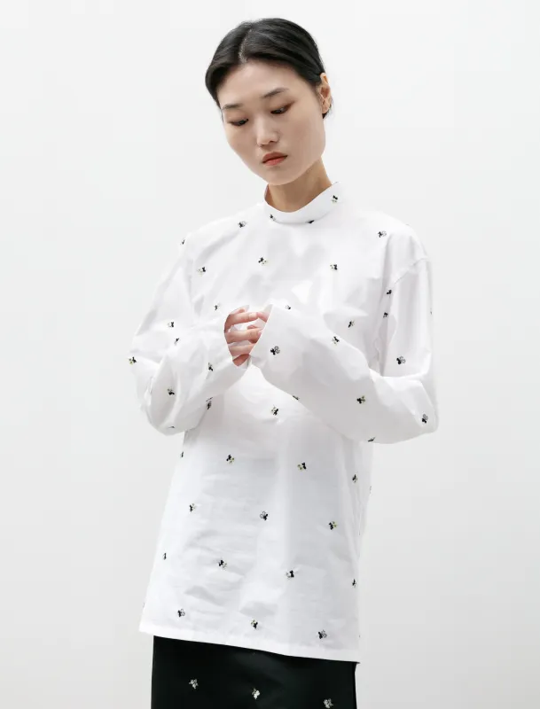 Top White Flowers Popline Cotton sold by SHOP NEIGHBOR