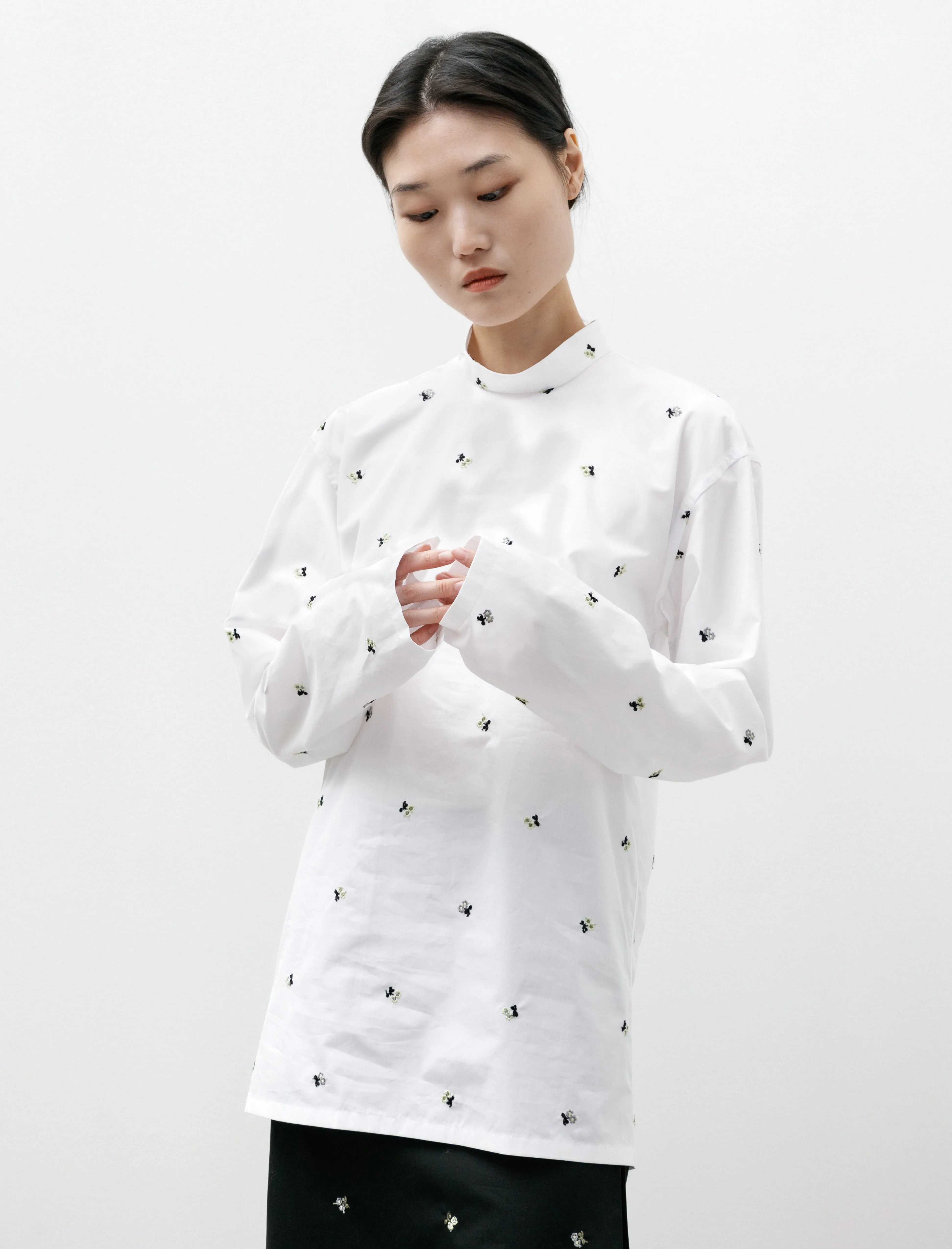 Top White Flowers Popline Cotton sold by SHOP NEIGHBOR