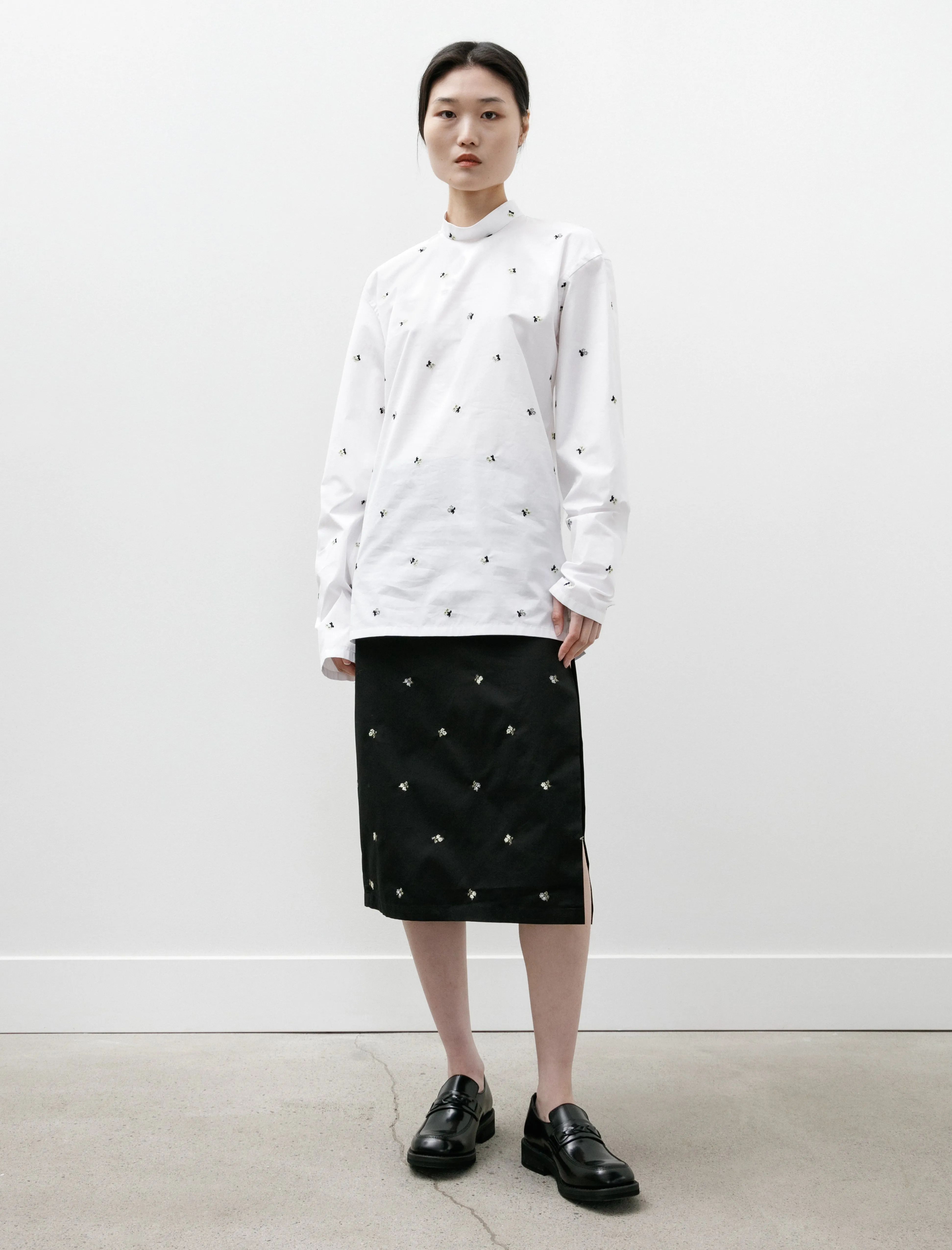 Skirt Black Flowers Popline Cotton sold by SHOP NEIGHBOR