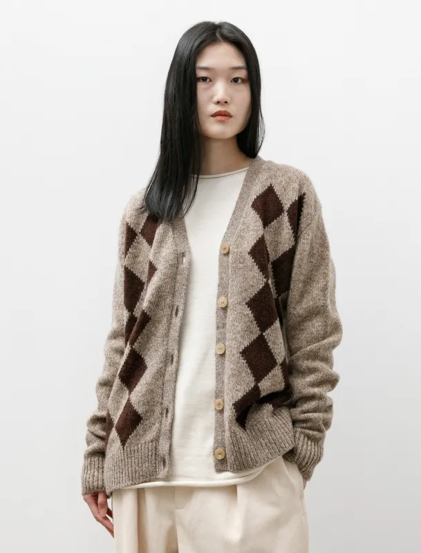 Shetland Argyle Cardigan Dark Beige + Dark Brown sold by SHOP NEIGHBOR