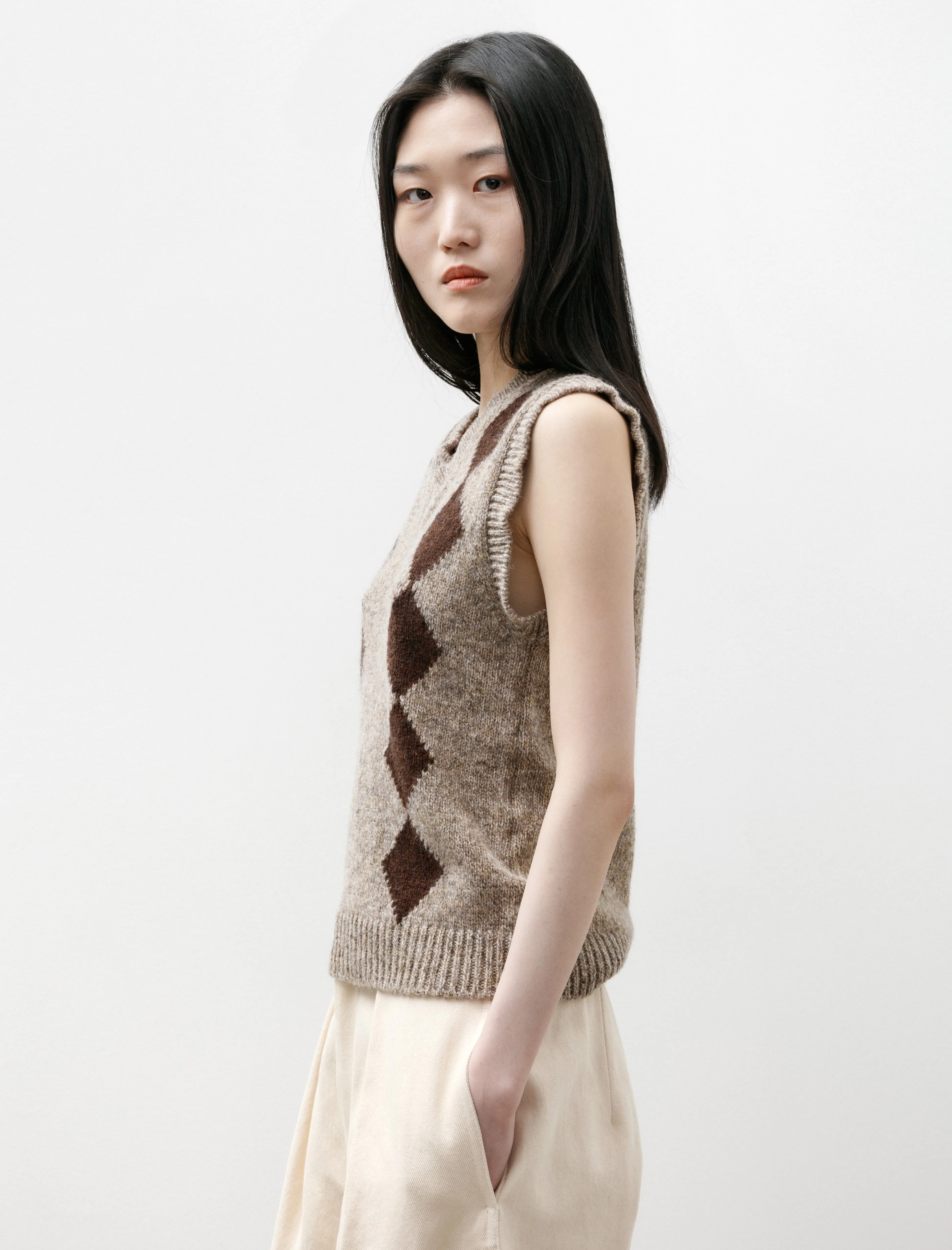 Shetland Argyle Tank Dark Beige & Dark Brown sold by SHOP NEIGHBOR product image thumbnail 3