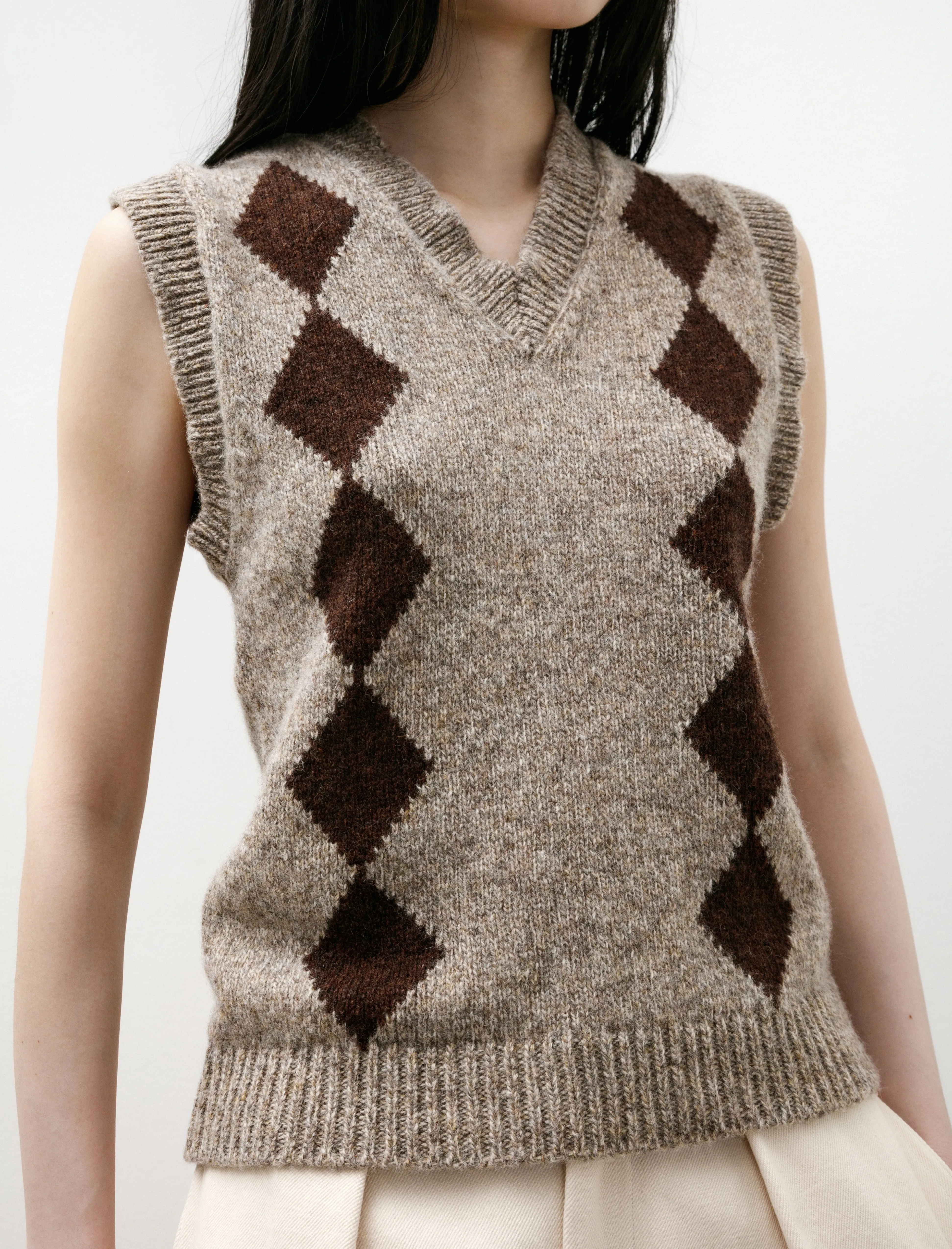 Shetland Argyle Tank Dark Beige & Dark Brown sold by SHOP NEIGHBOR product image thumbnail 2