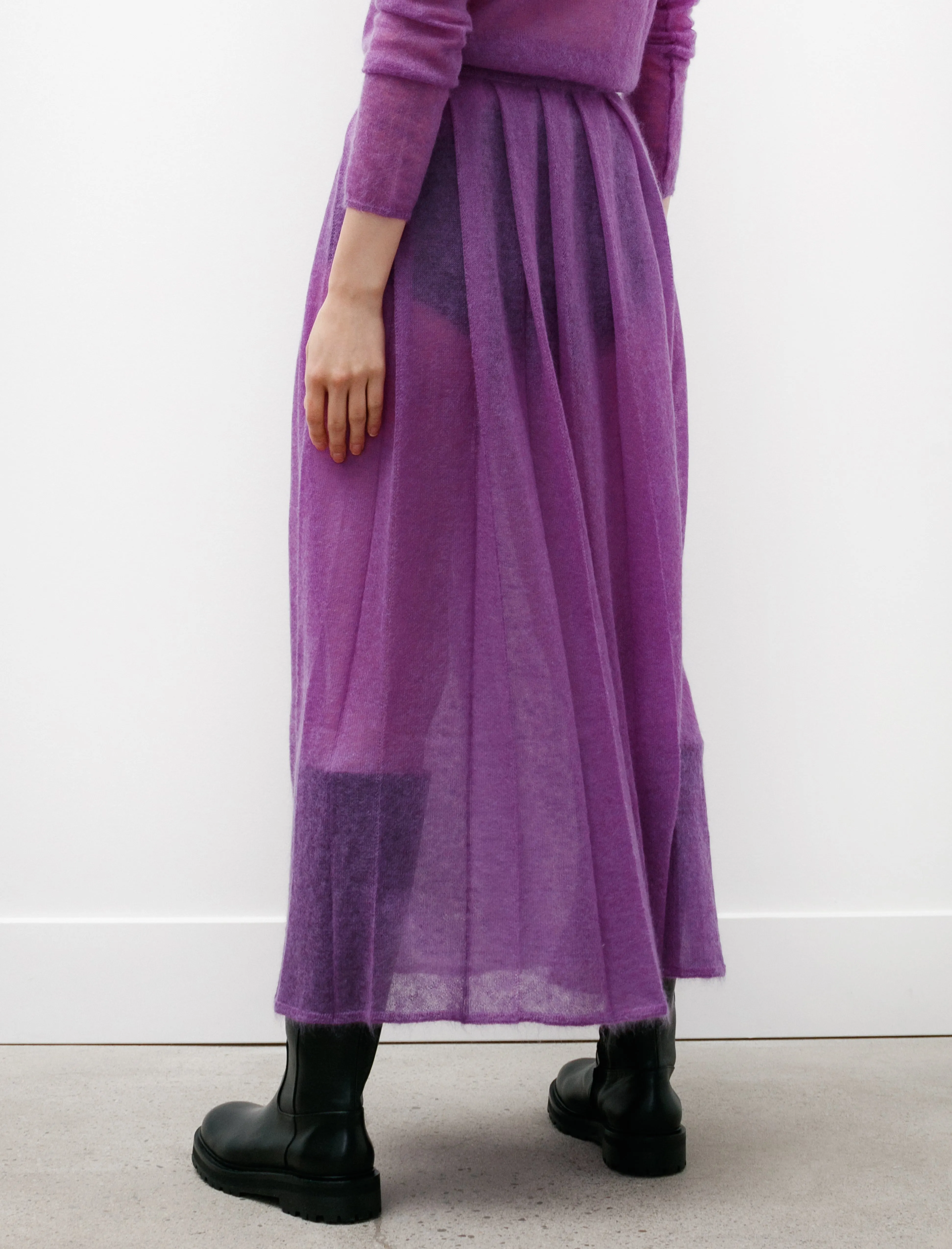 Kid Mohair Sheer Knit Pleated Skirt Purple sold by SHOP NEIGHBOR product image thumbnail 4