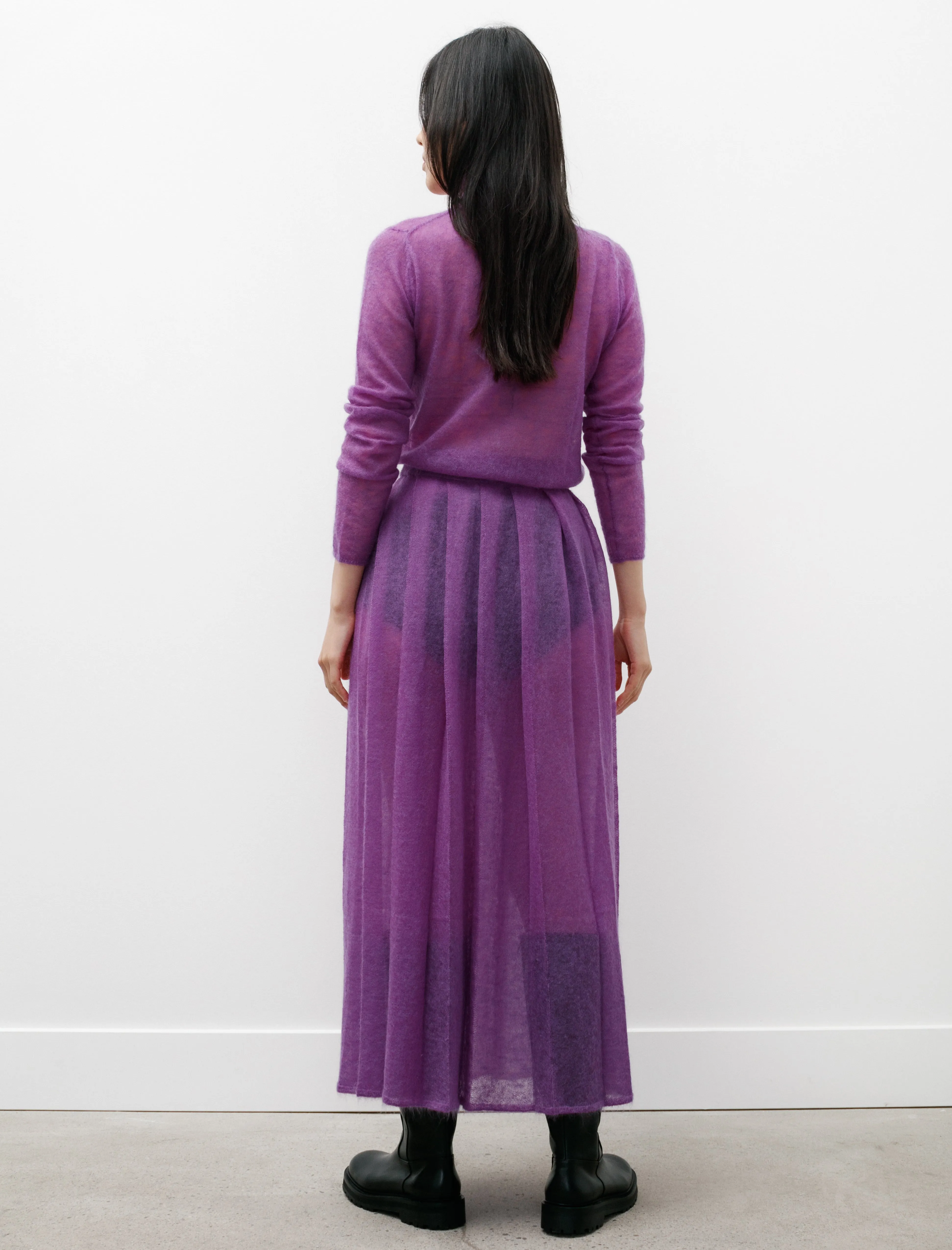 Kid Mohair Sheer Knit Pleated Skirt Purple sold by SHOP NEIGHBOR product image thumbnail 3