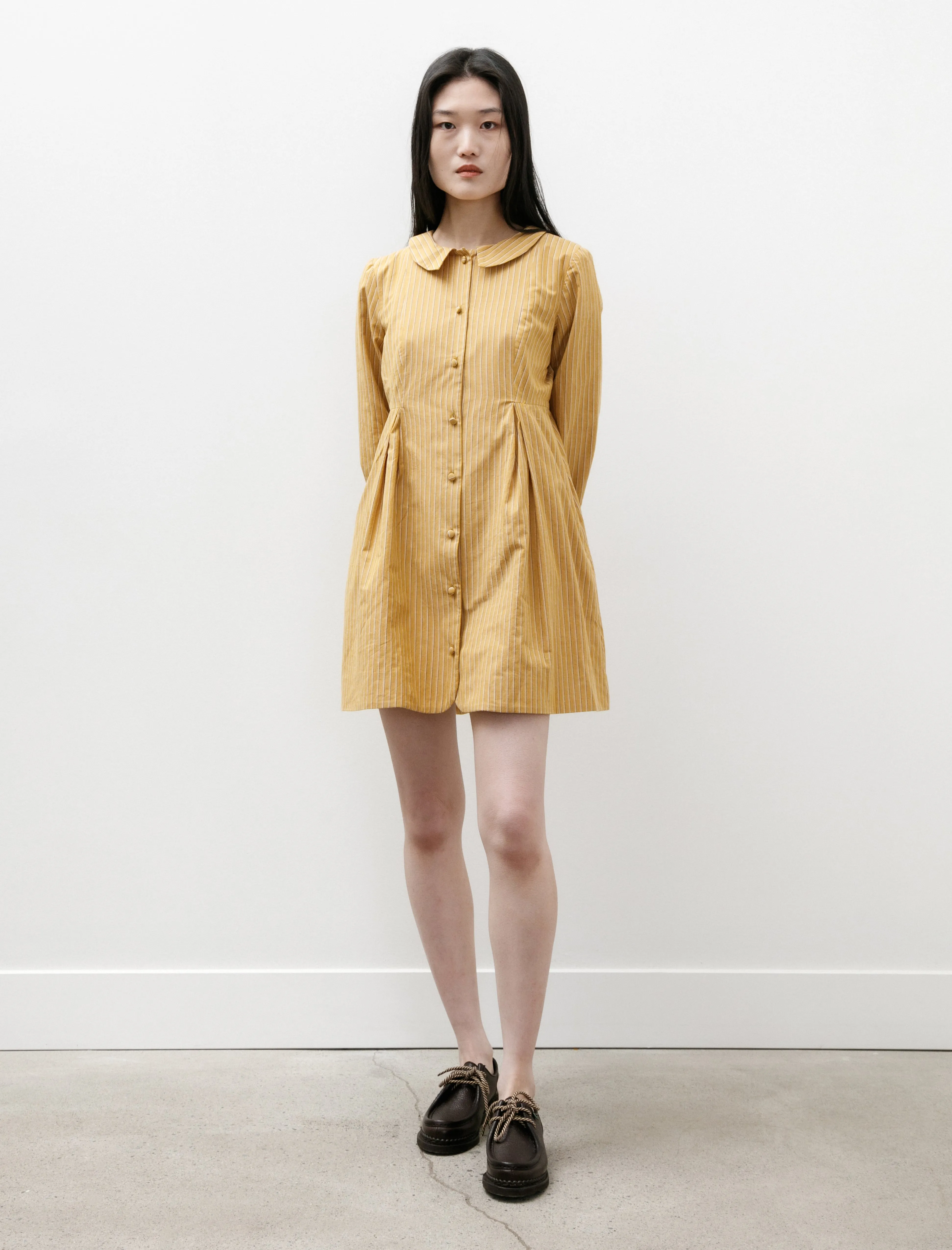 Bella Dress Japanese Striped Cotton Mustard Stripe sold by SHOP NEIGHBOR