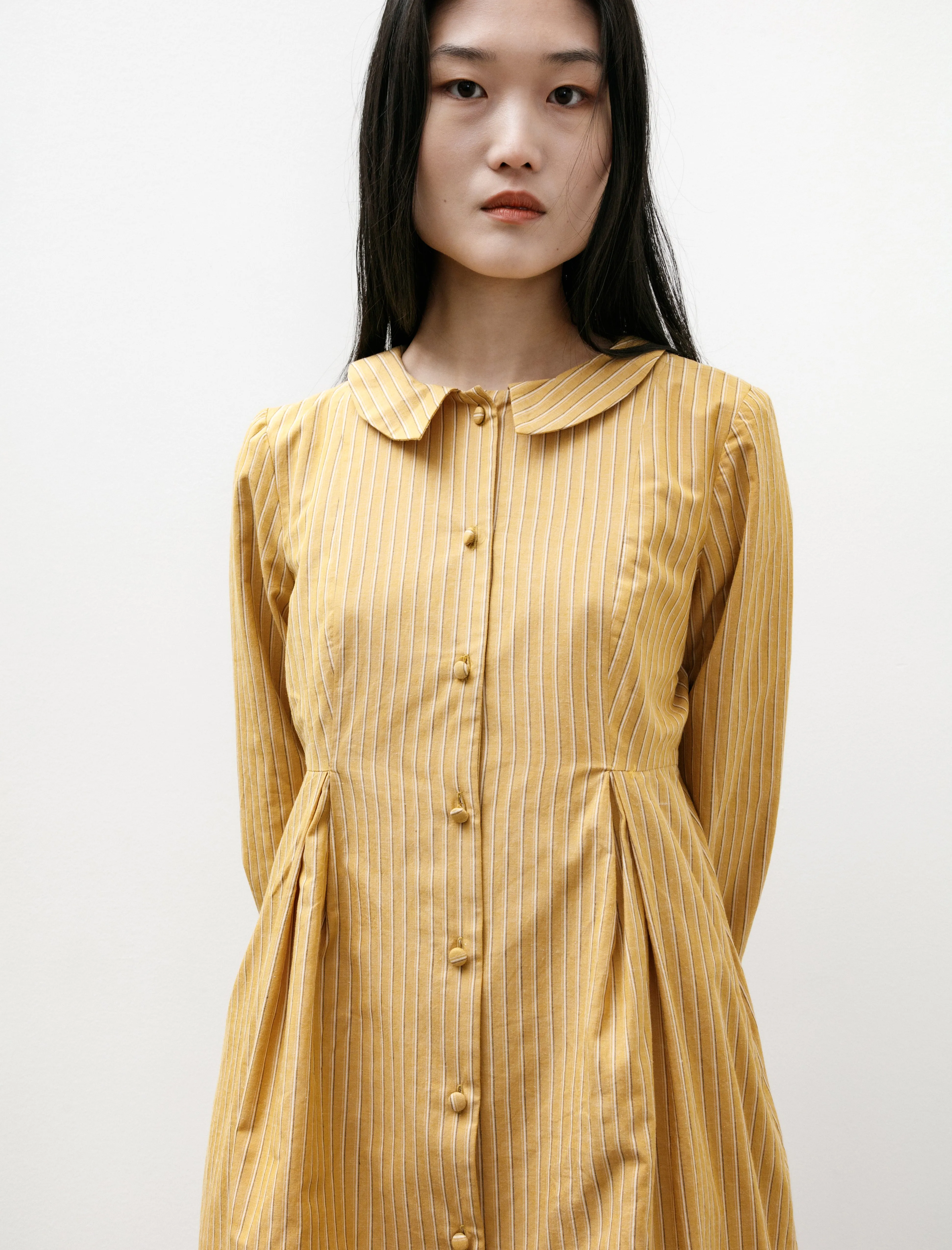 Bella Dress Japanese Striped Cotton Mustard Stripe sold by SHOP NEIGHBOR product image thumbnail 3