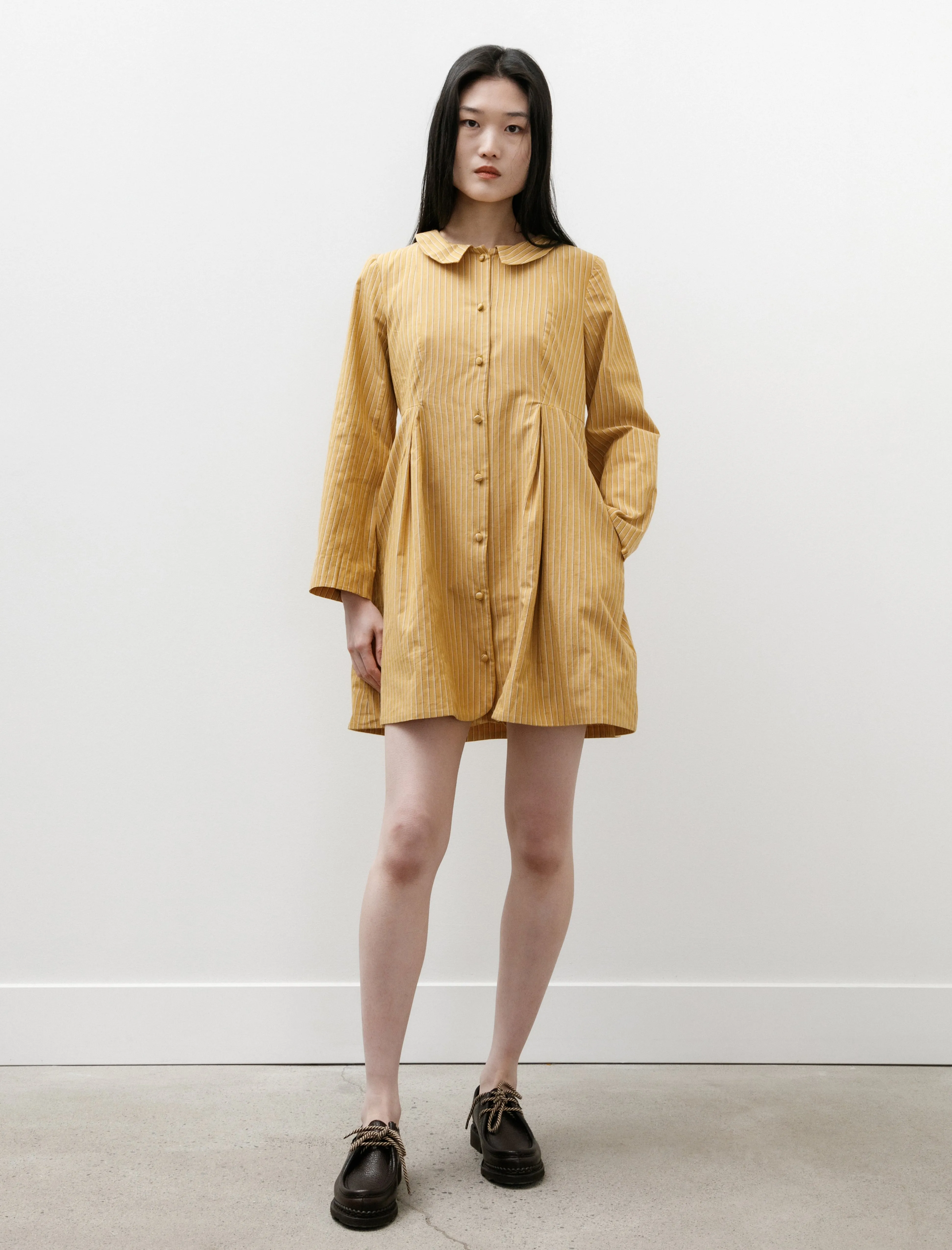 Bella Dress Japanese Striped Cotton Mustard Stripe sold by SHOP NEIGHBOR product image thumbnail 4