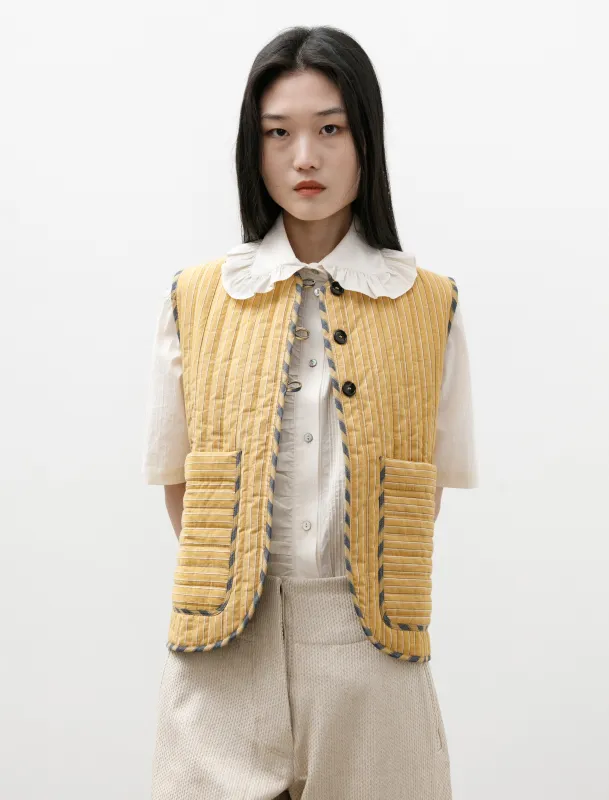 Ella Vest Quilted Striped Cotton Mustard Stripe sold by SHOP NEIGHBOR