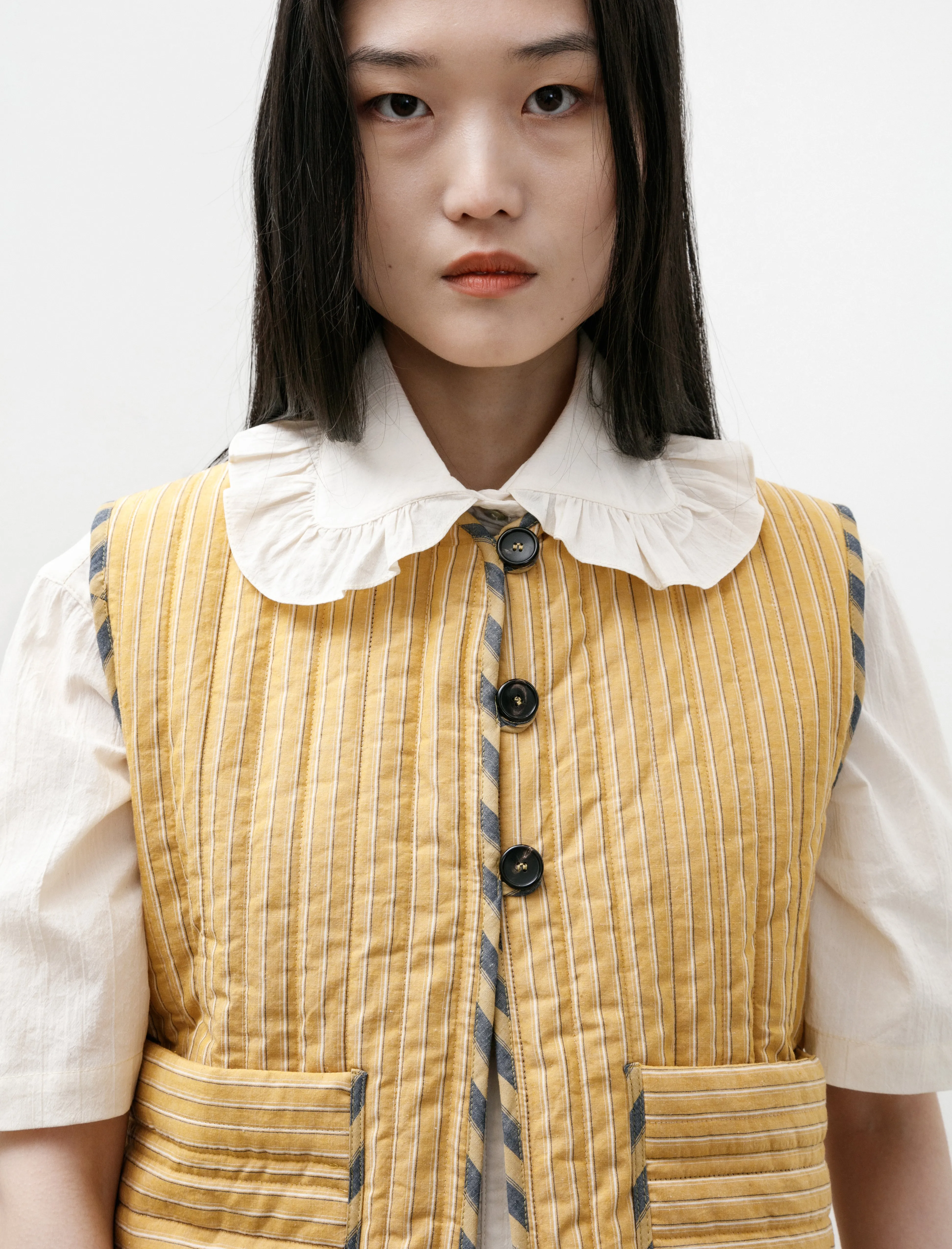 Ella Vest Quilted Striped Cotton Mustard Stripe sold by SHOP NEIGHBOR product image thumbnail 4