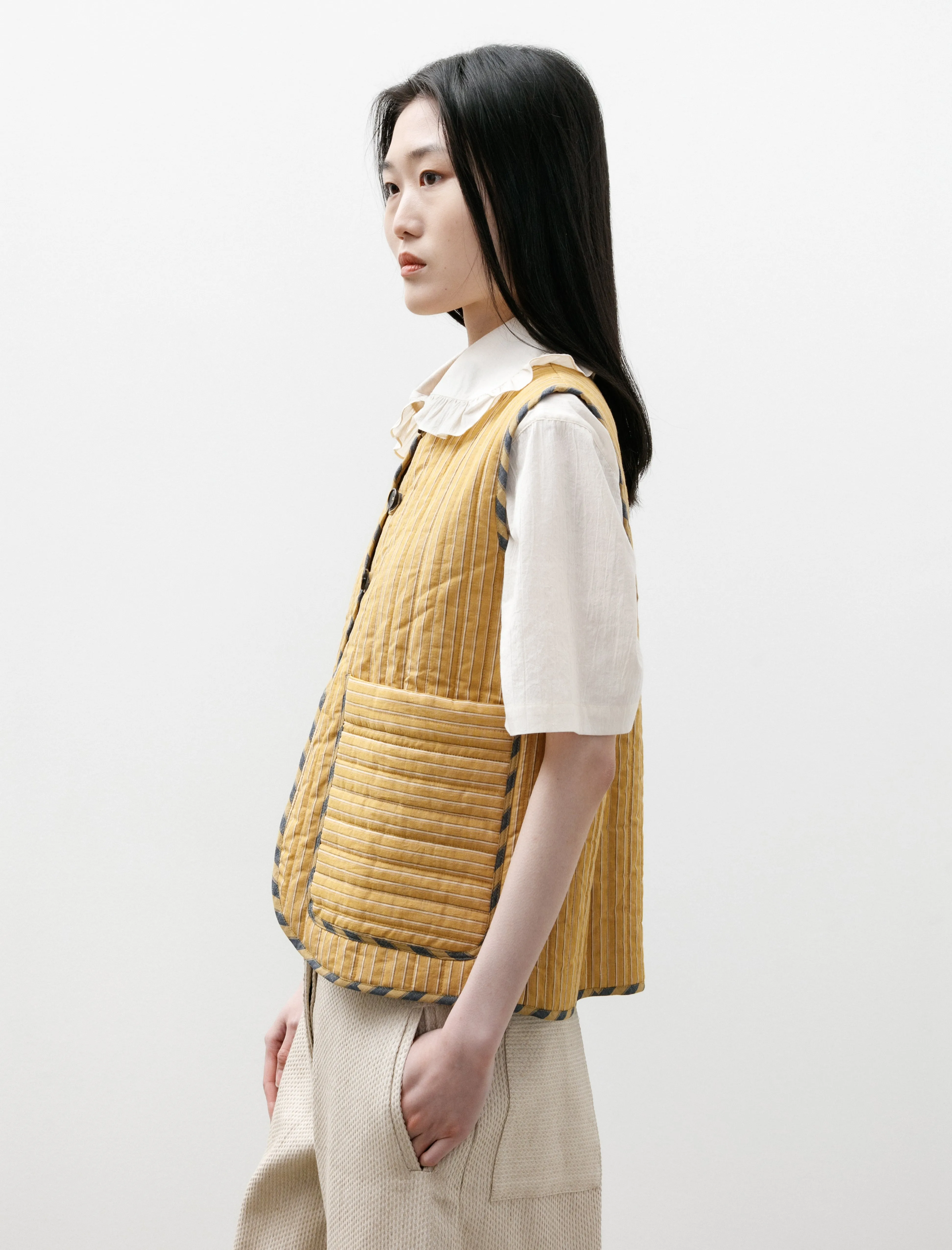 Ella Vest Quilted Striped Cotton Mustard Stripe sold by SHOP NEIGHBOR product image thumbnail 5