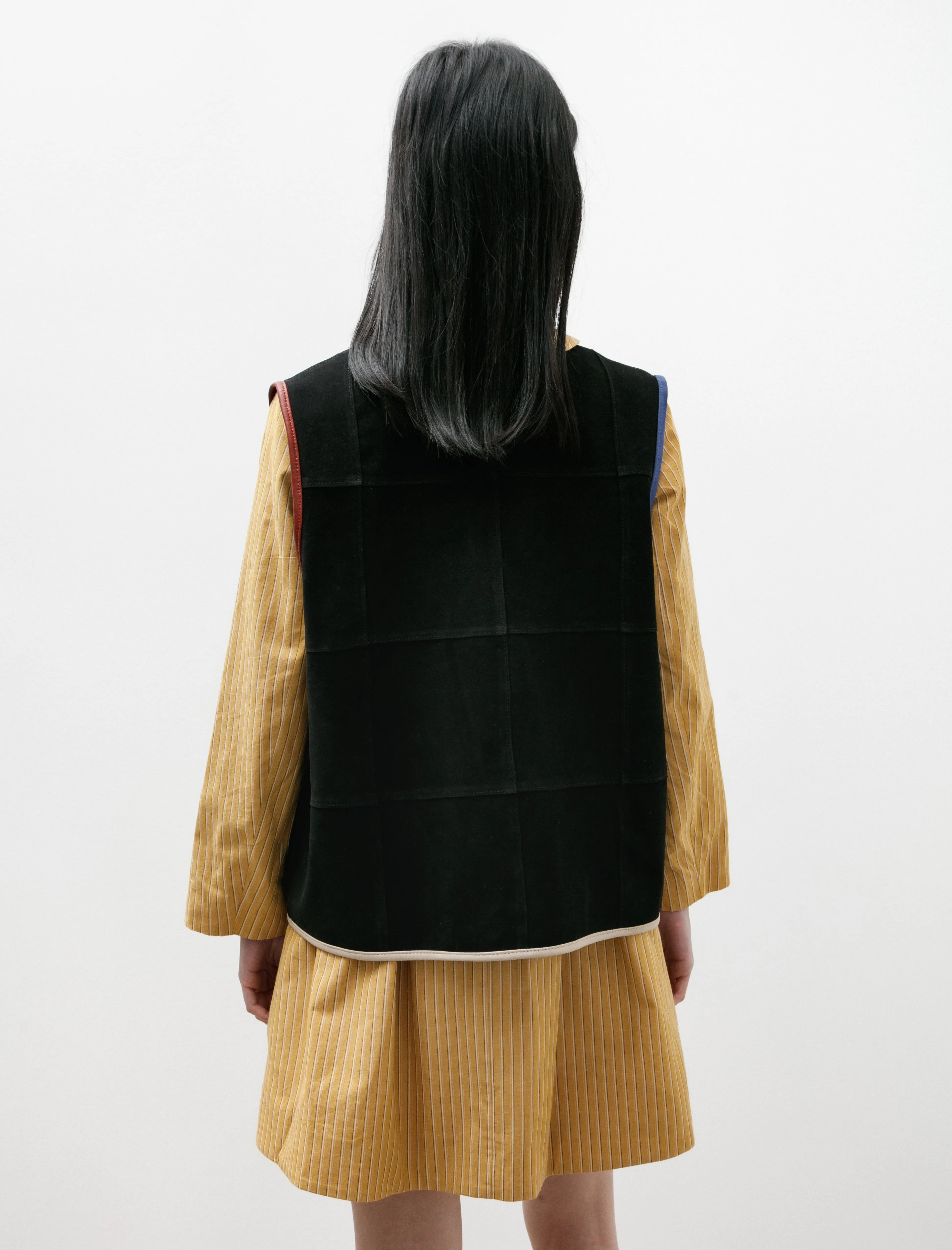 Ella Vest Suede Check Black With Contrast Trim sold by SHOP NEIGHBOR product image thumbnail 5