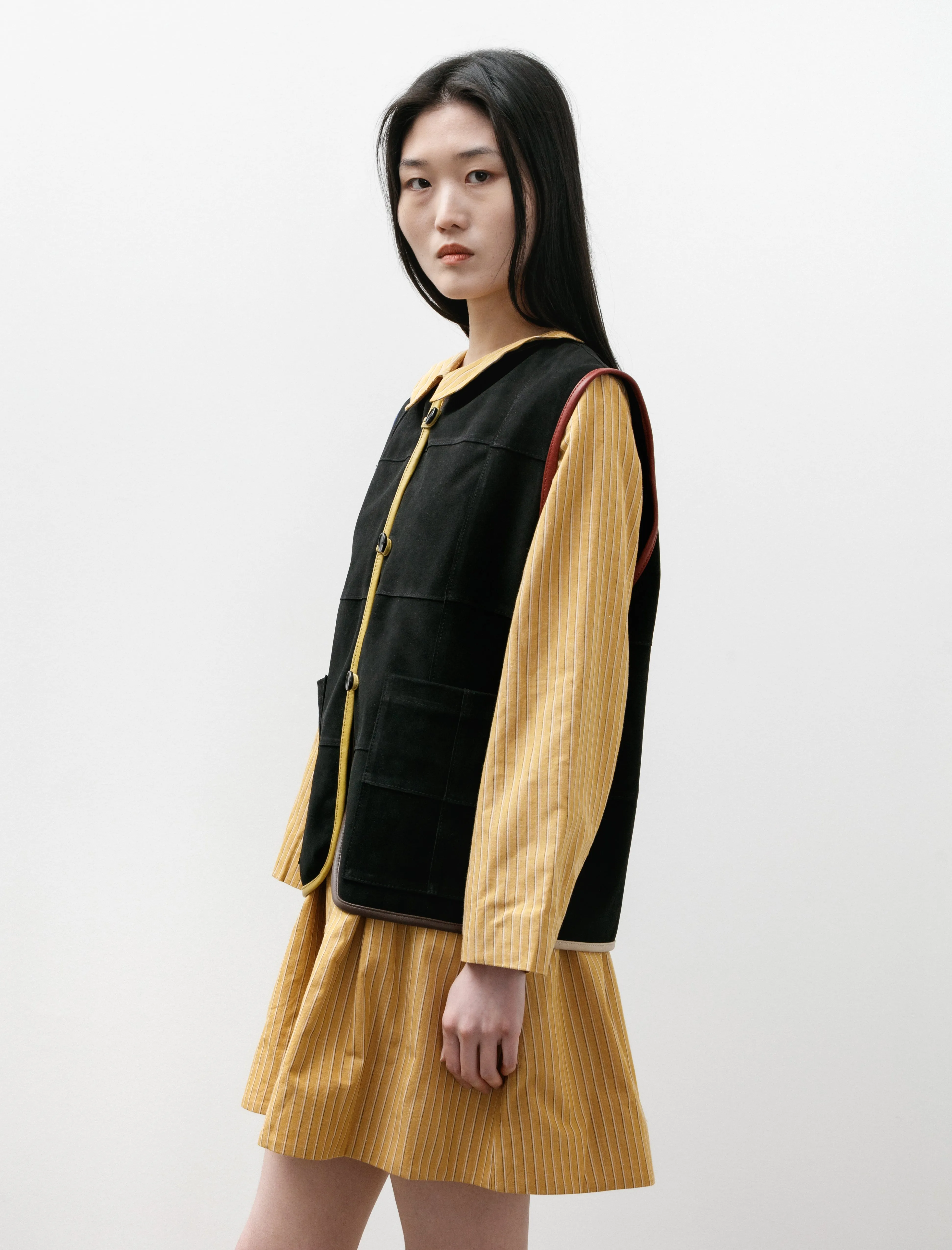 Ella Vest Suede Check Black With Contrast Trim sold by SHOP NEIGHBOR product image thumbnail 4