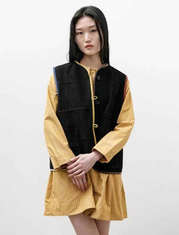 Ella Vest Suede Check Black With Contrast Trim sold by SHOP NEIGHBOR
