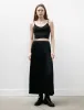 Satin Pleats Skirt Navy sold by SHOP NEIGHBOR