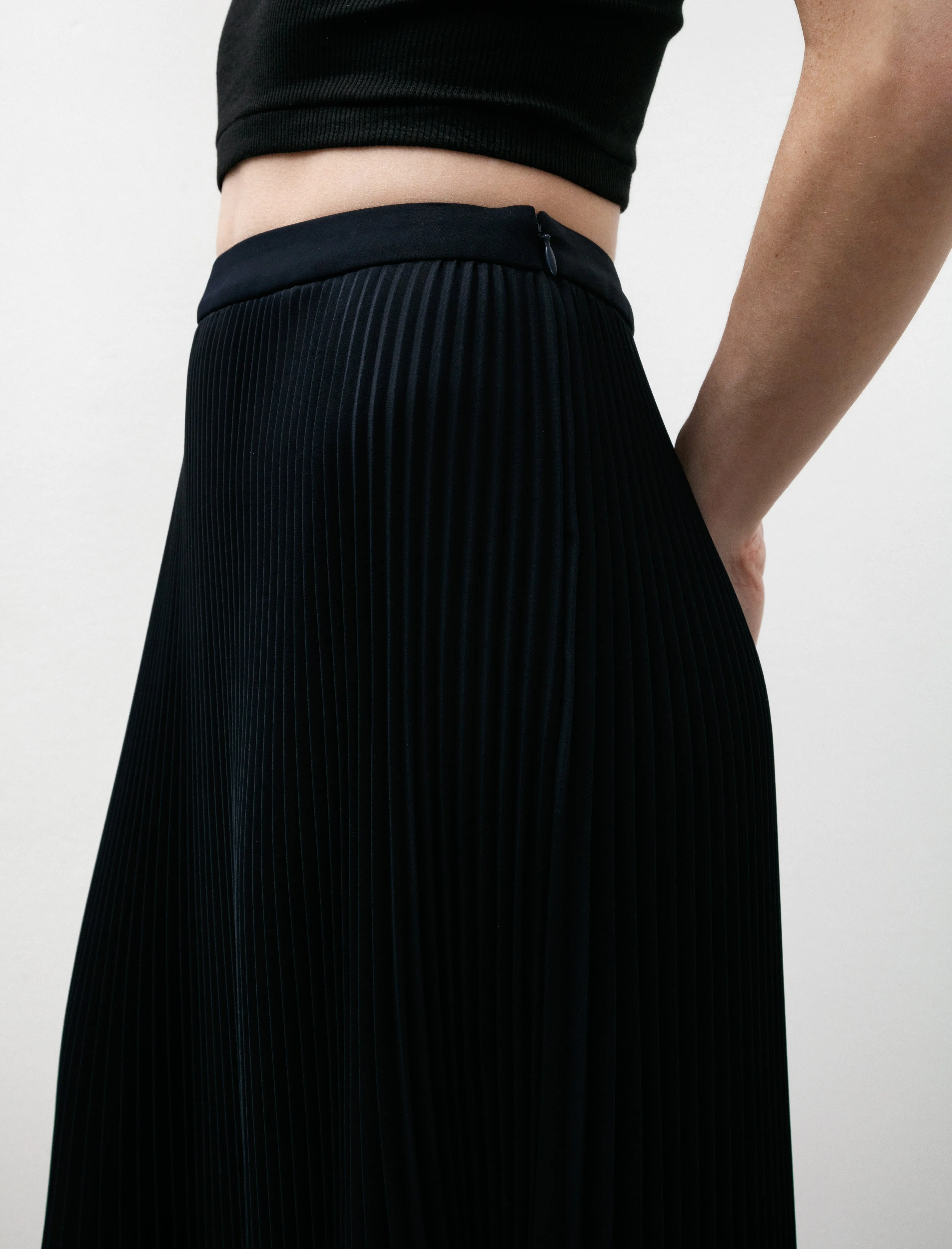 Satin Pleats Skirt Navy sold by SHOP NEIGHBOR product image thumbnail 3