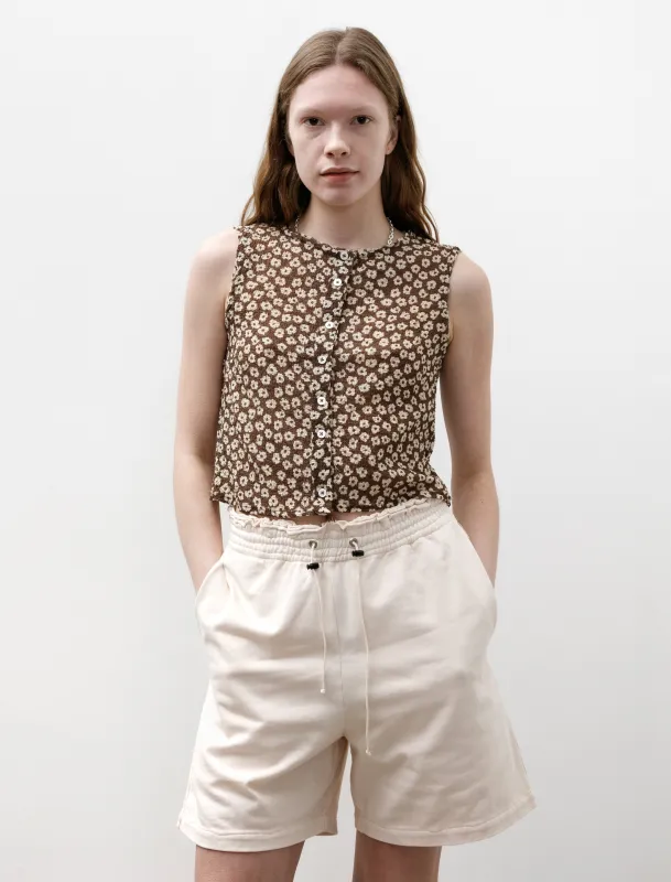 Square Top Seersucker Brown White Flower sold by SHOP NEIGHBOR