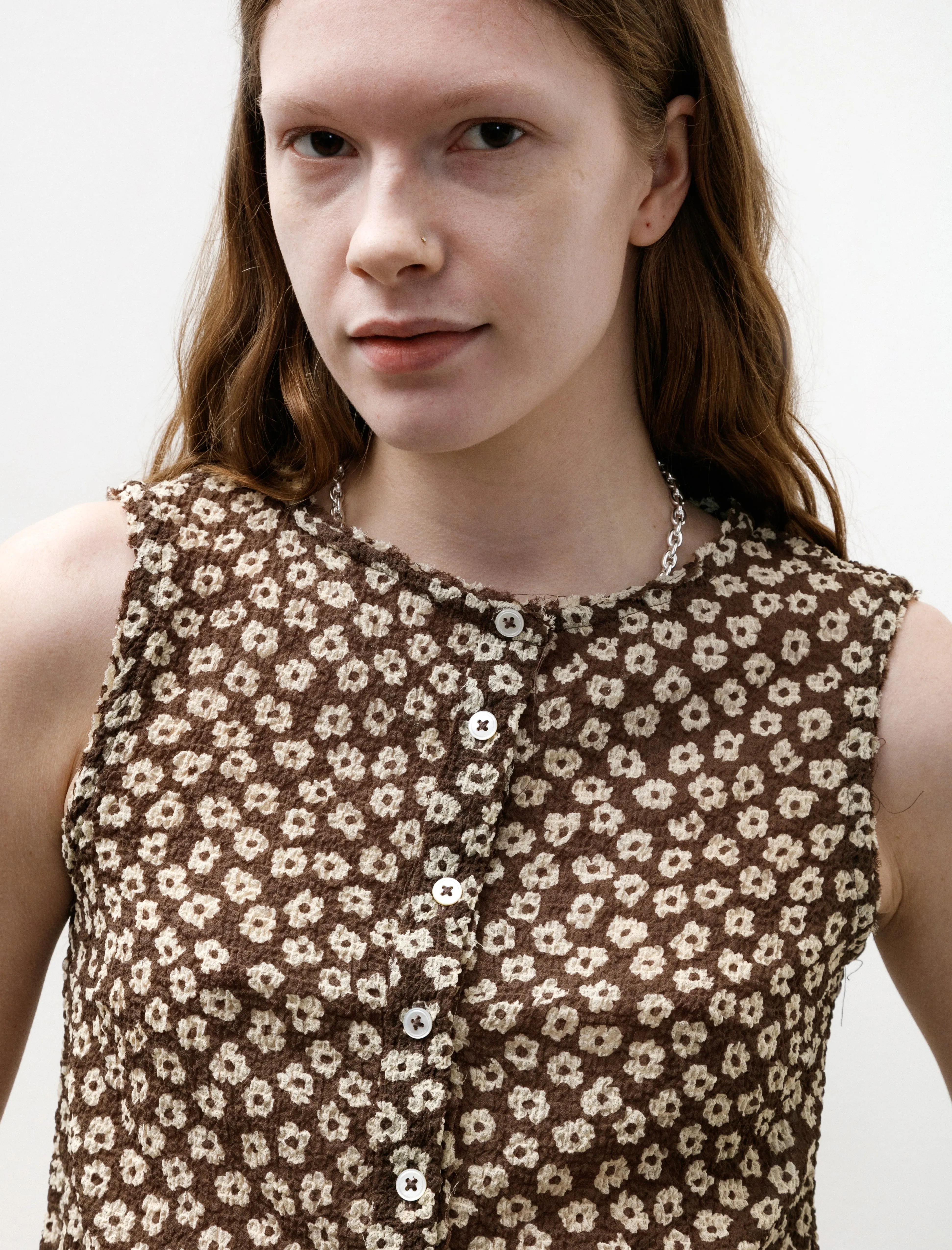 Square Top Seersucker Brown White Flower sold by SHOP NEIGHBOR product image thumbnail 2