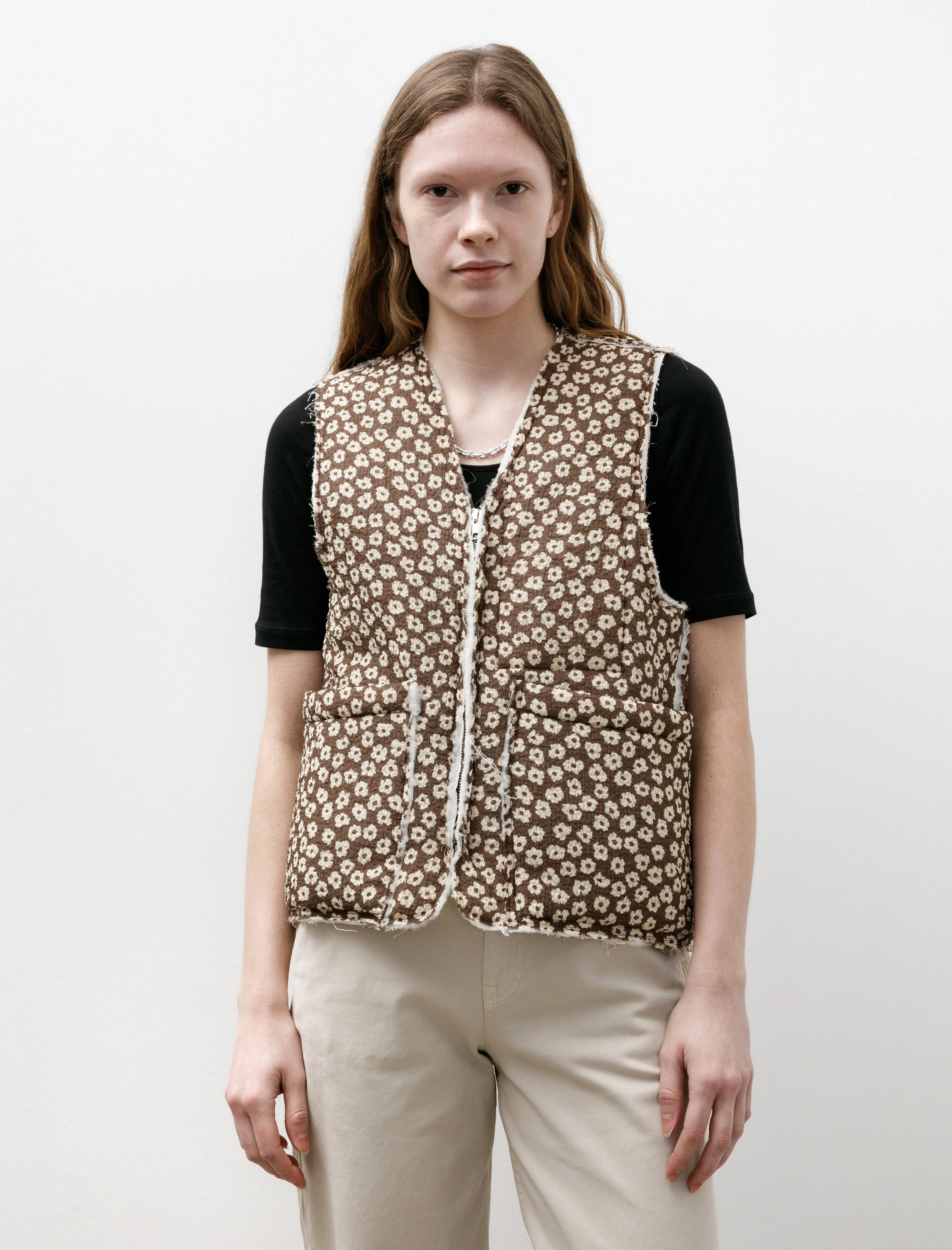 Liner Vest Seersucker Brown White Flower sold by SHOP NEIGHBOR product image thumbnail 4