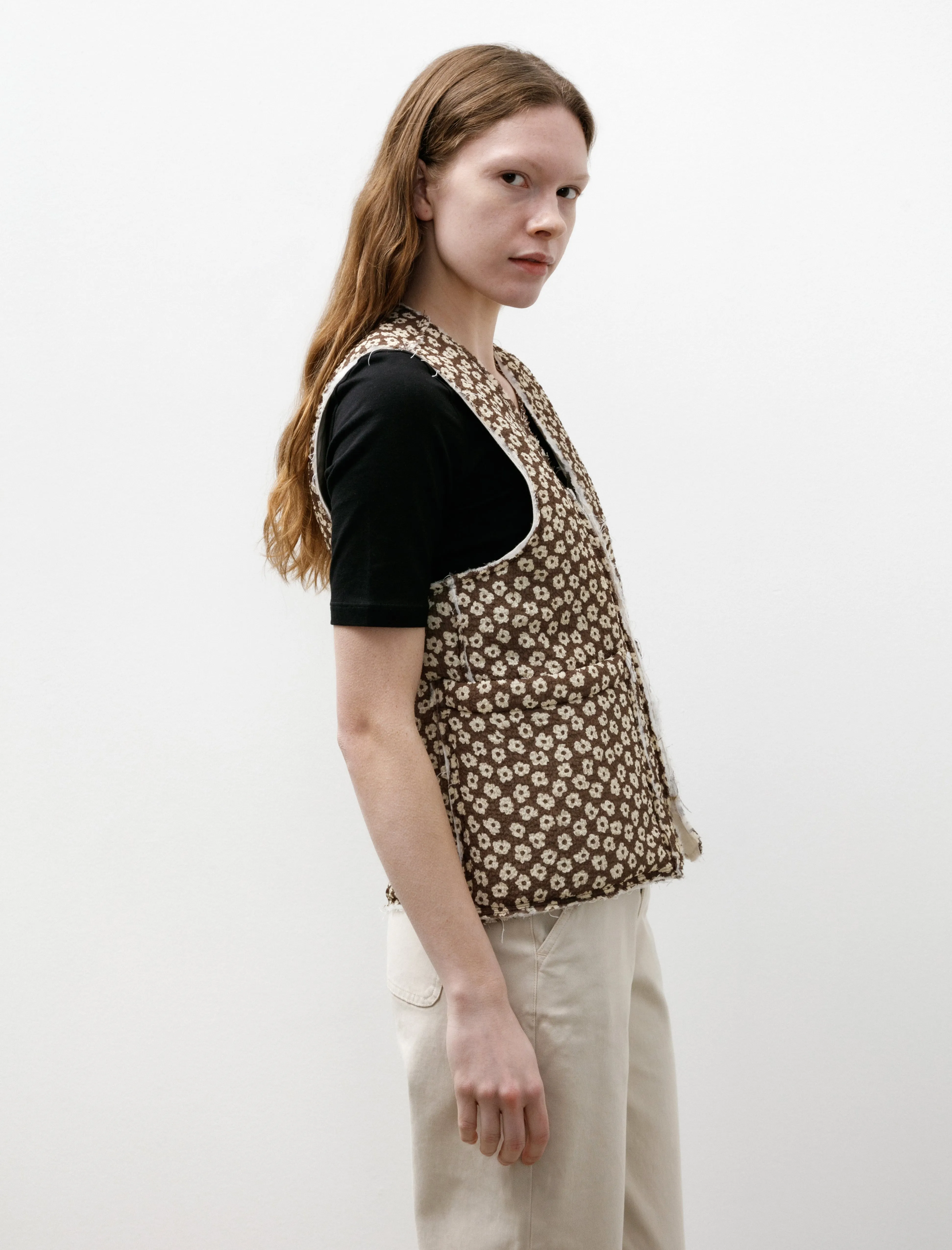 Liner Vest Seersucker Brown White Flower sold by SHOP NEIGHBOR product image thumbnail 2