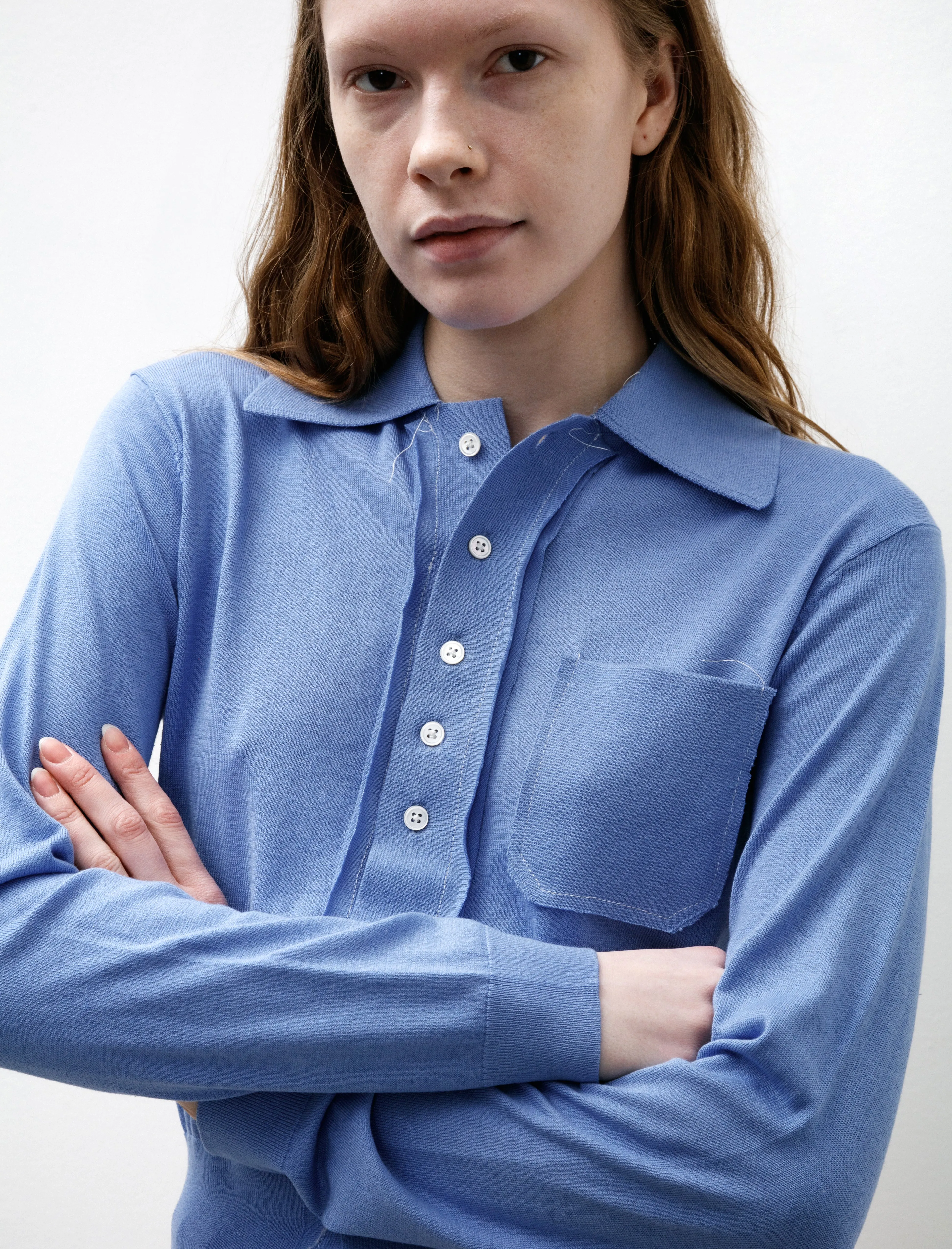 70s Cardigan Cotton Silk Blue sold by SHOP NEIGHBOR product image thumbnail 3