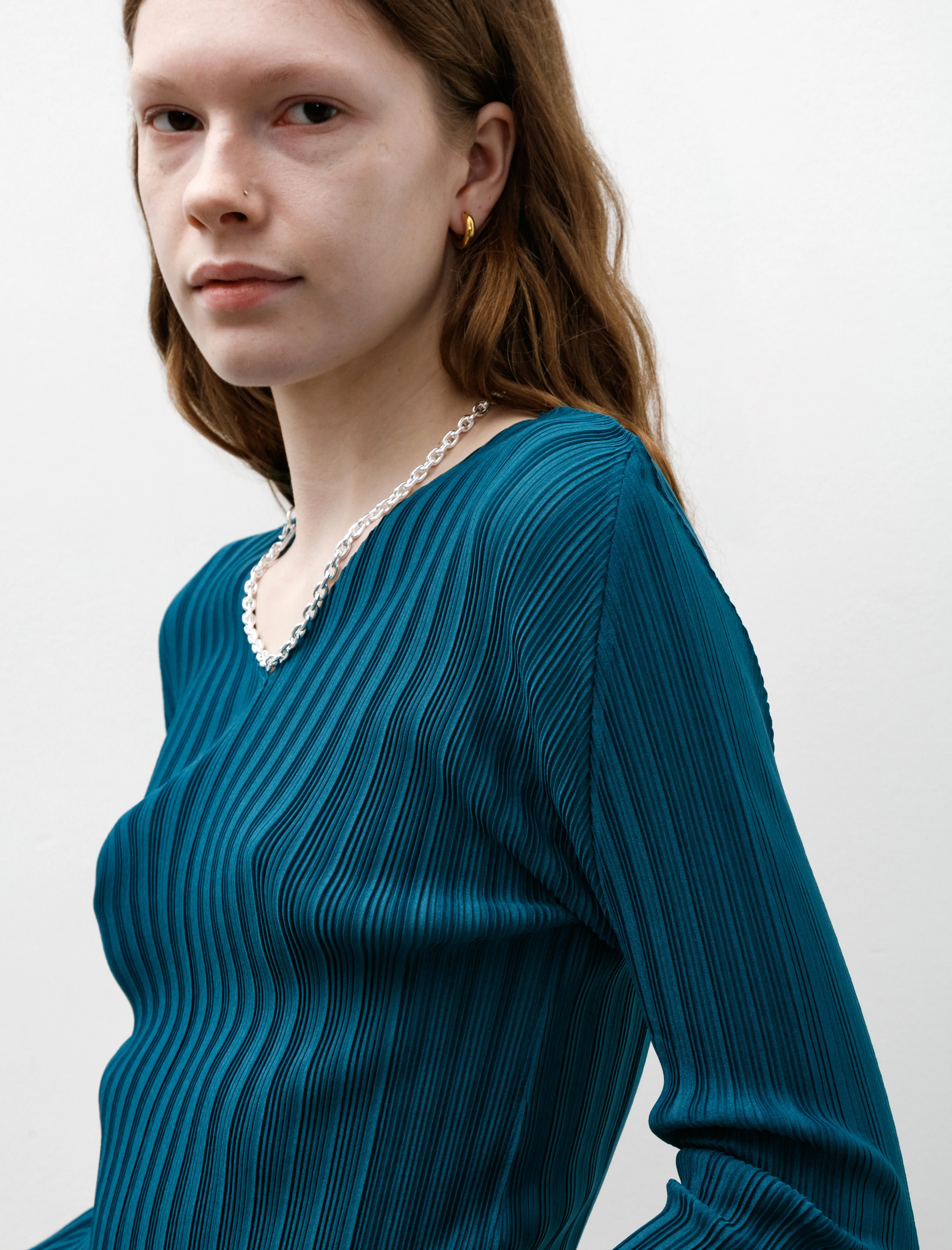 Rib Pleats V-Neck Blue Green sold by SHOP NEIGHBOR product image thumbnail 2