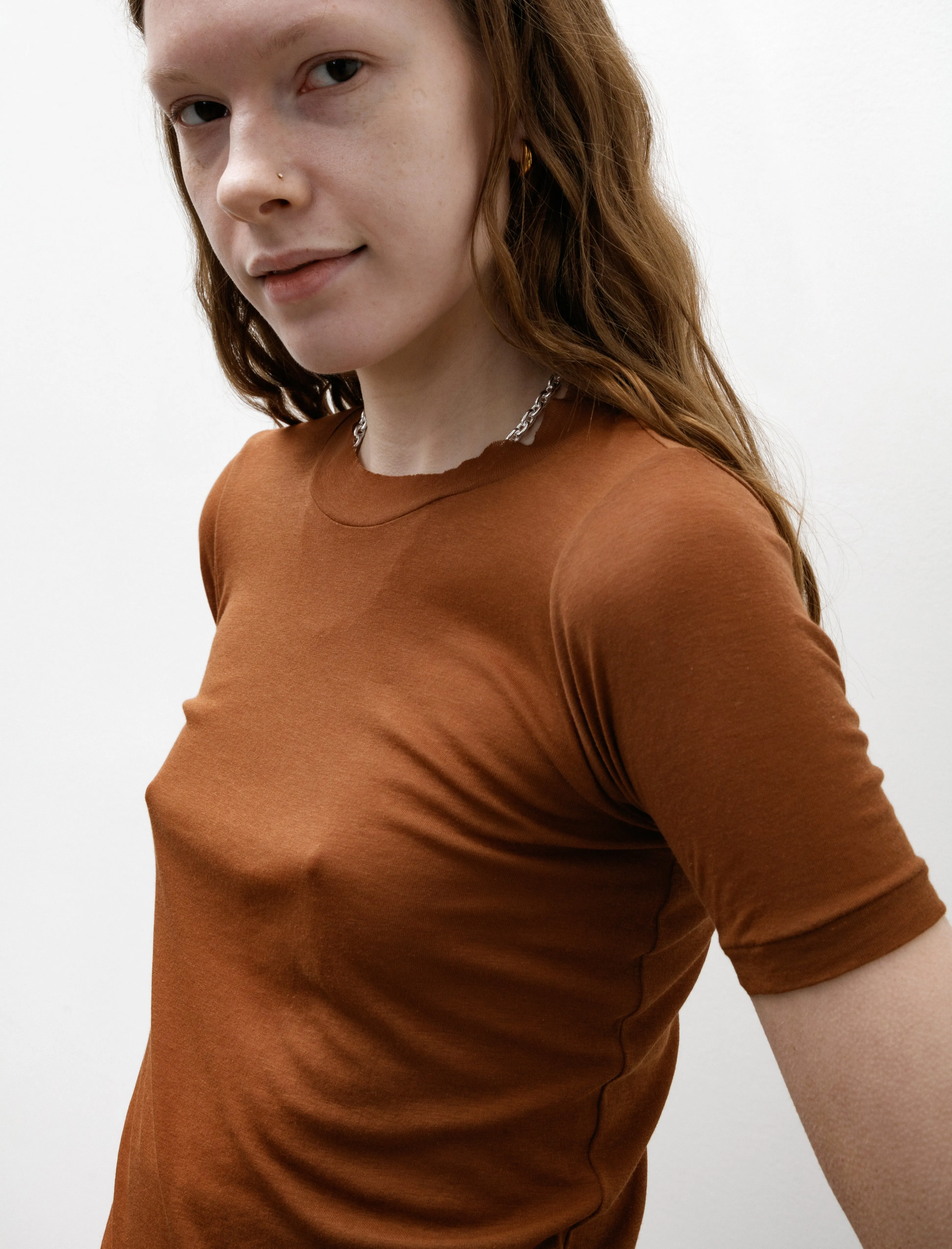 Super High Gauge Sheer Rib Tee Brown sold by SHOP NEIGHBOR product image thumbnail 3