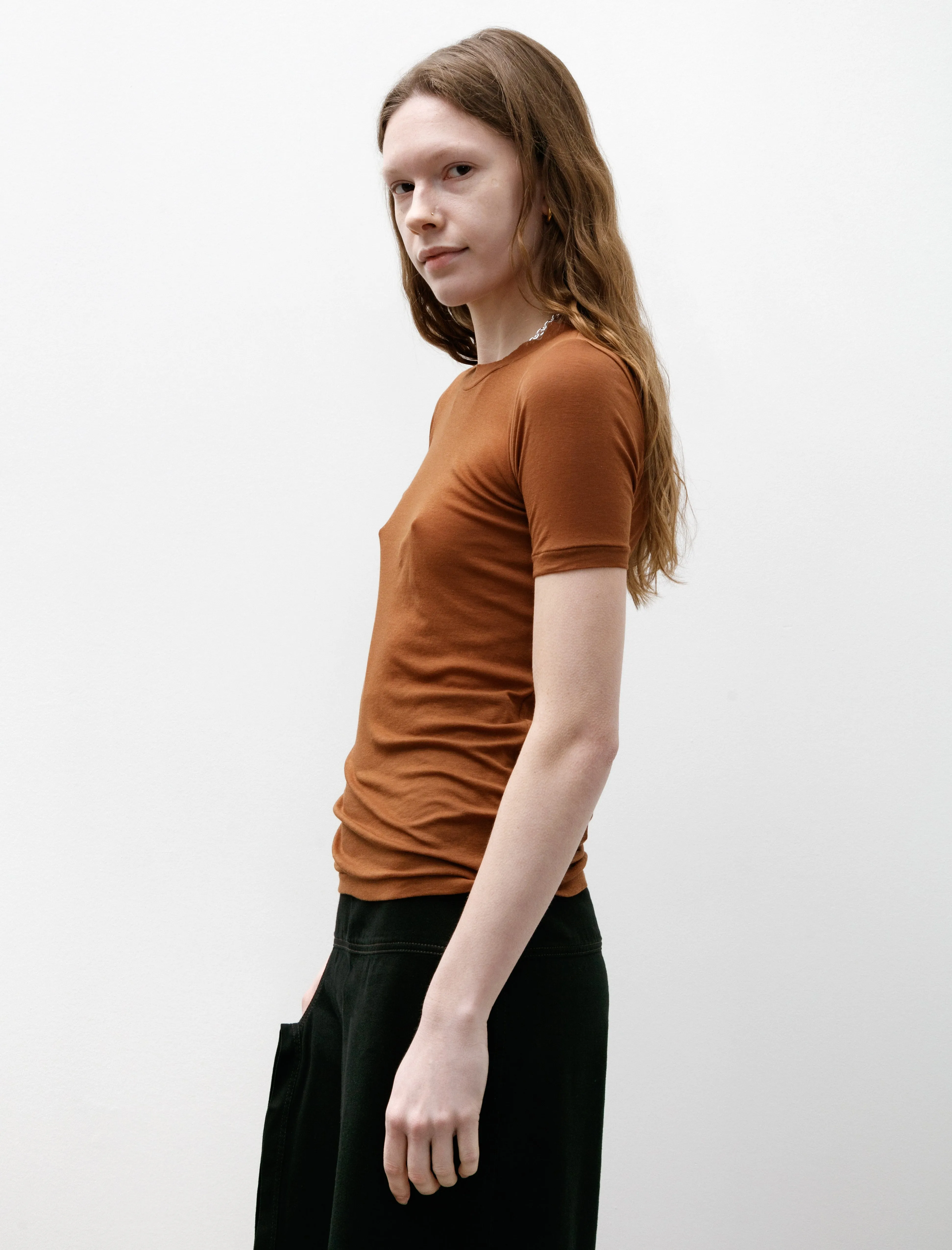 Super High Gauge Sheer Rib Tee Brown sold by SHOP NEIGHBOR product image thumbnail 2