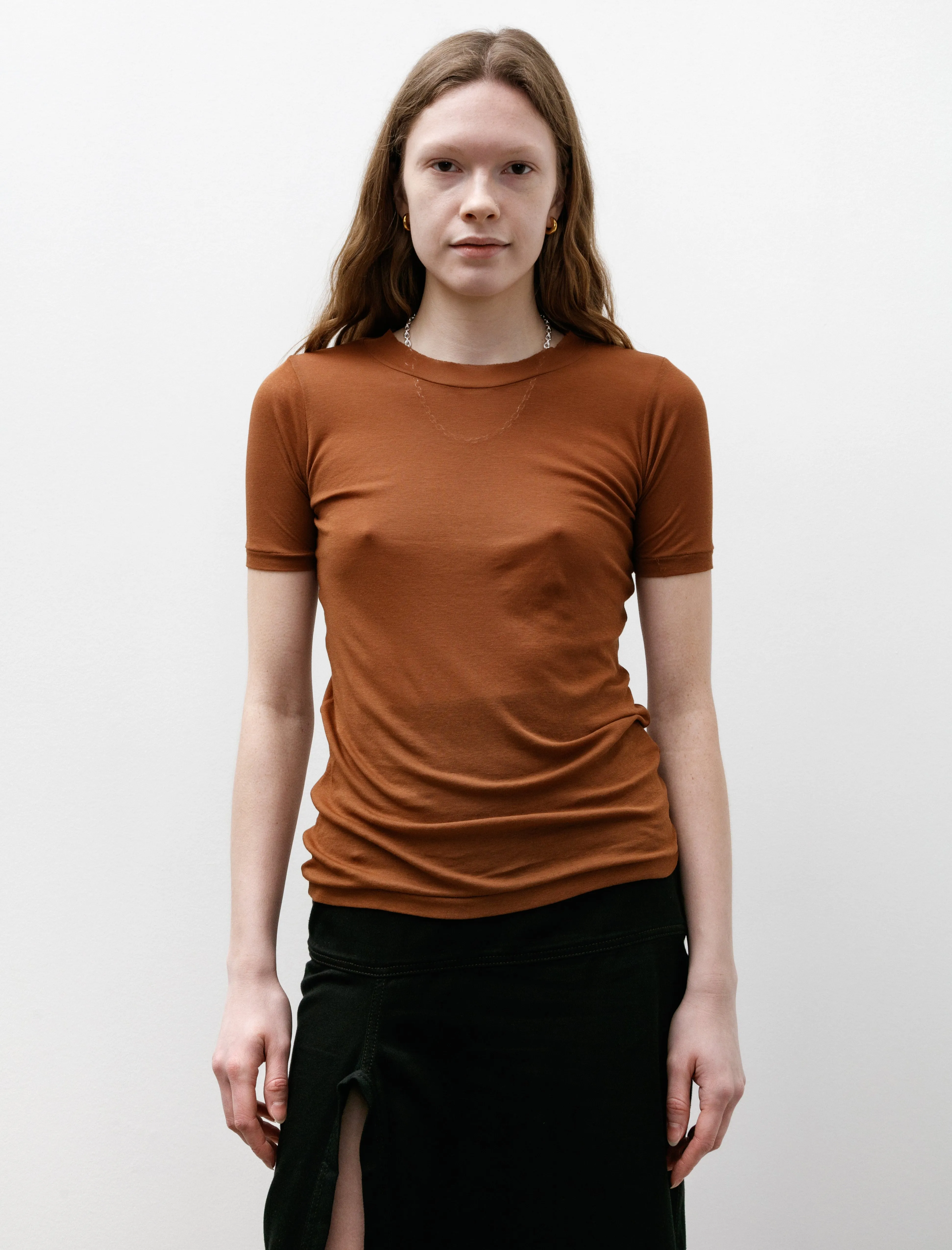 Super High Gauge Sheer Rib Tee Brown sold by SHOP NEIGHBOR