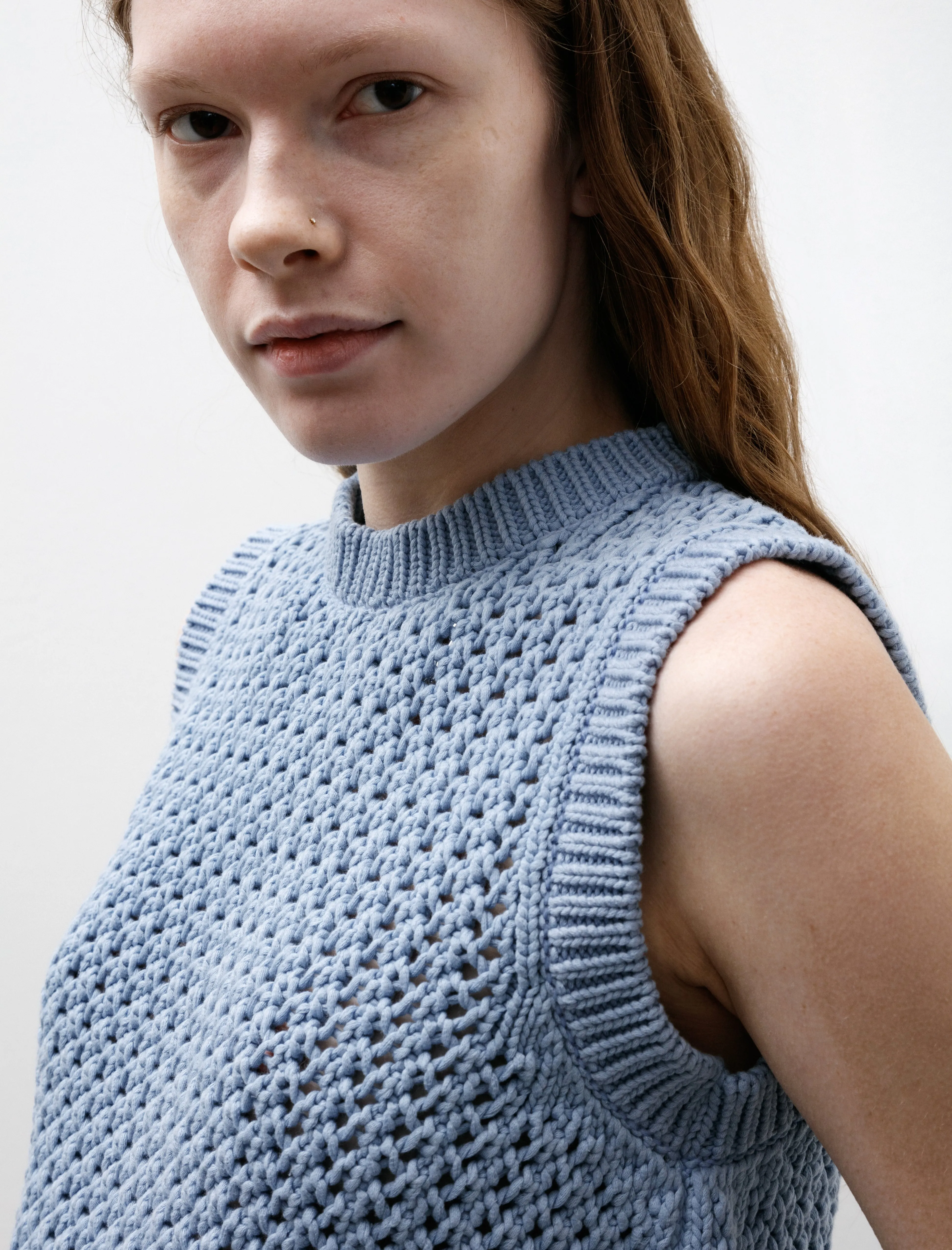 Chunky Cotton Stitch Vest Light Blue sold by SHOP NEIGHBOR product image thumbnail 4
