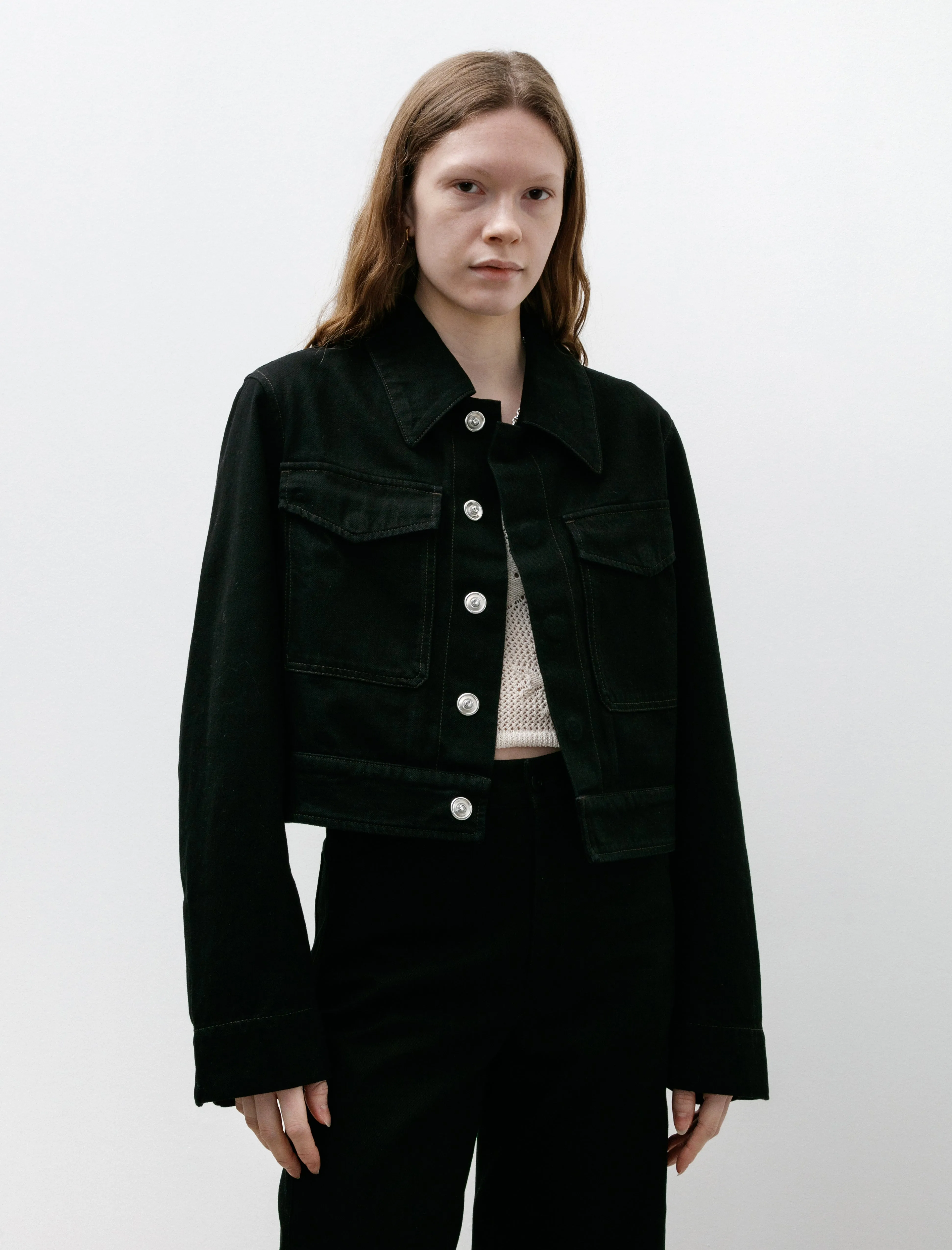 Two Pocket Cropped Jacket Black Denim sold by SHOP NEIGHBOR product image thumbnail 2