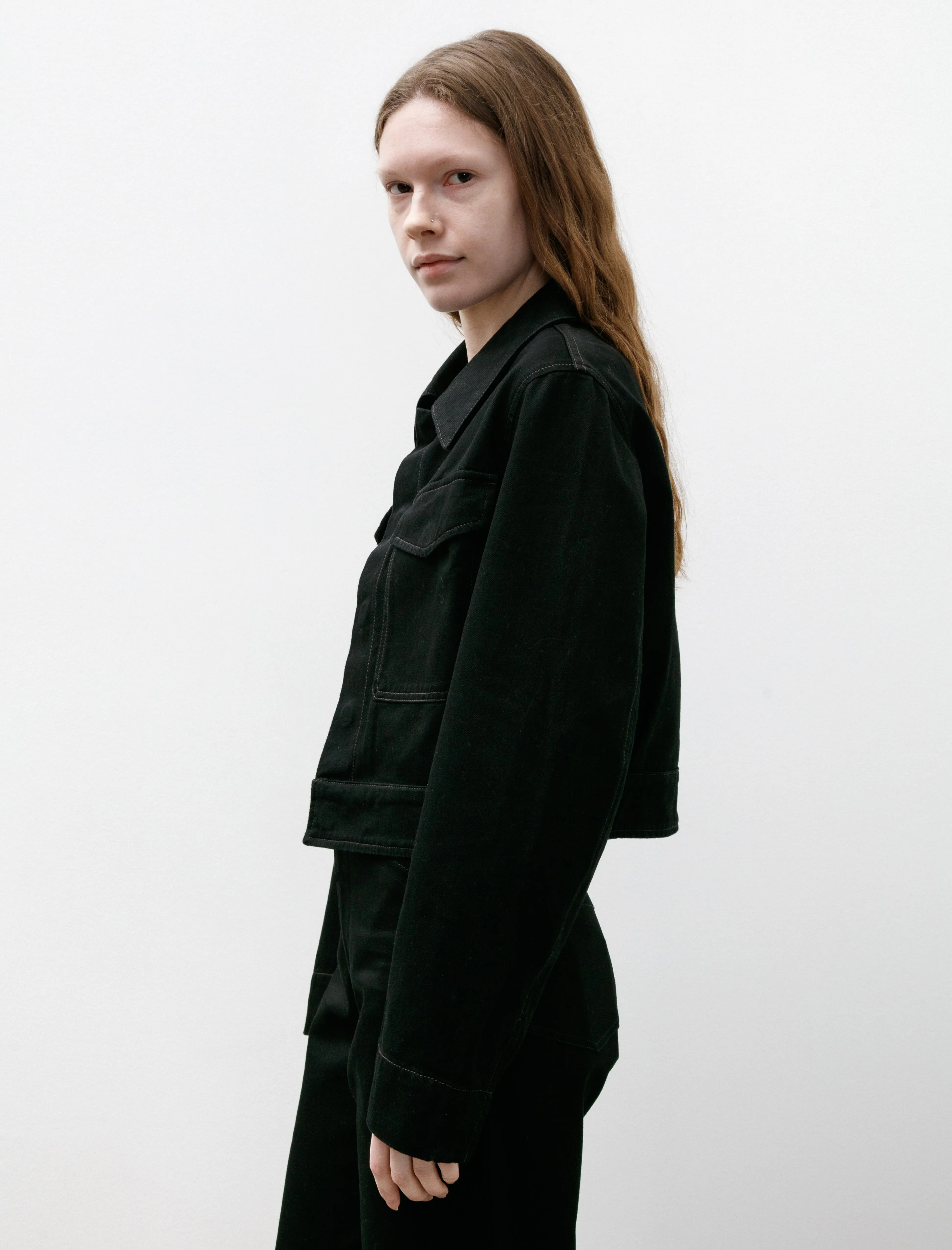 Two Pocket Cropped Jacket Black Denim sold by SHOP NEIGHBOR product image thumbnail 4