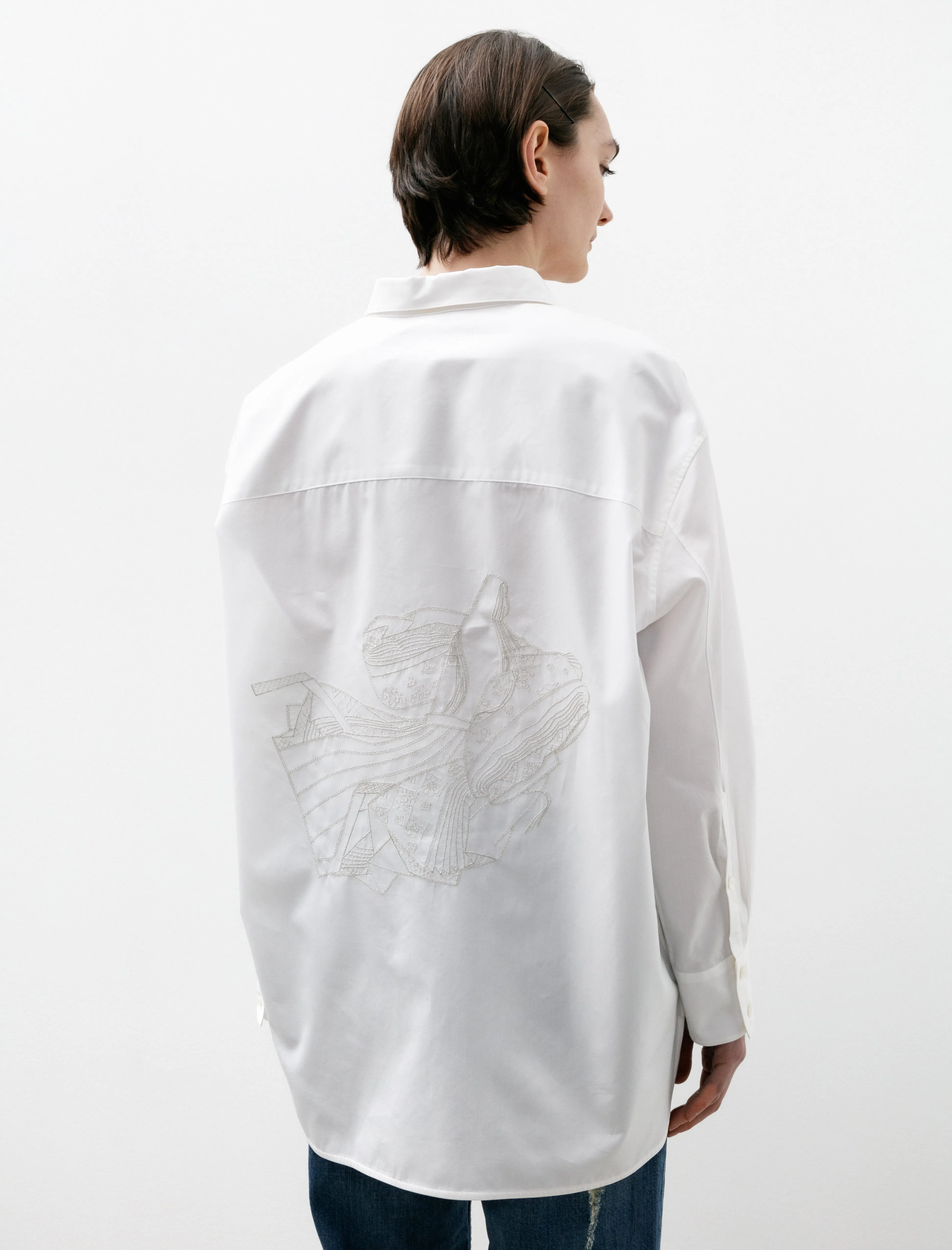 Japanese Embroidered Cotton Shirt White sold by SHOP NEIGHBOR