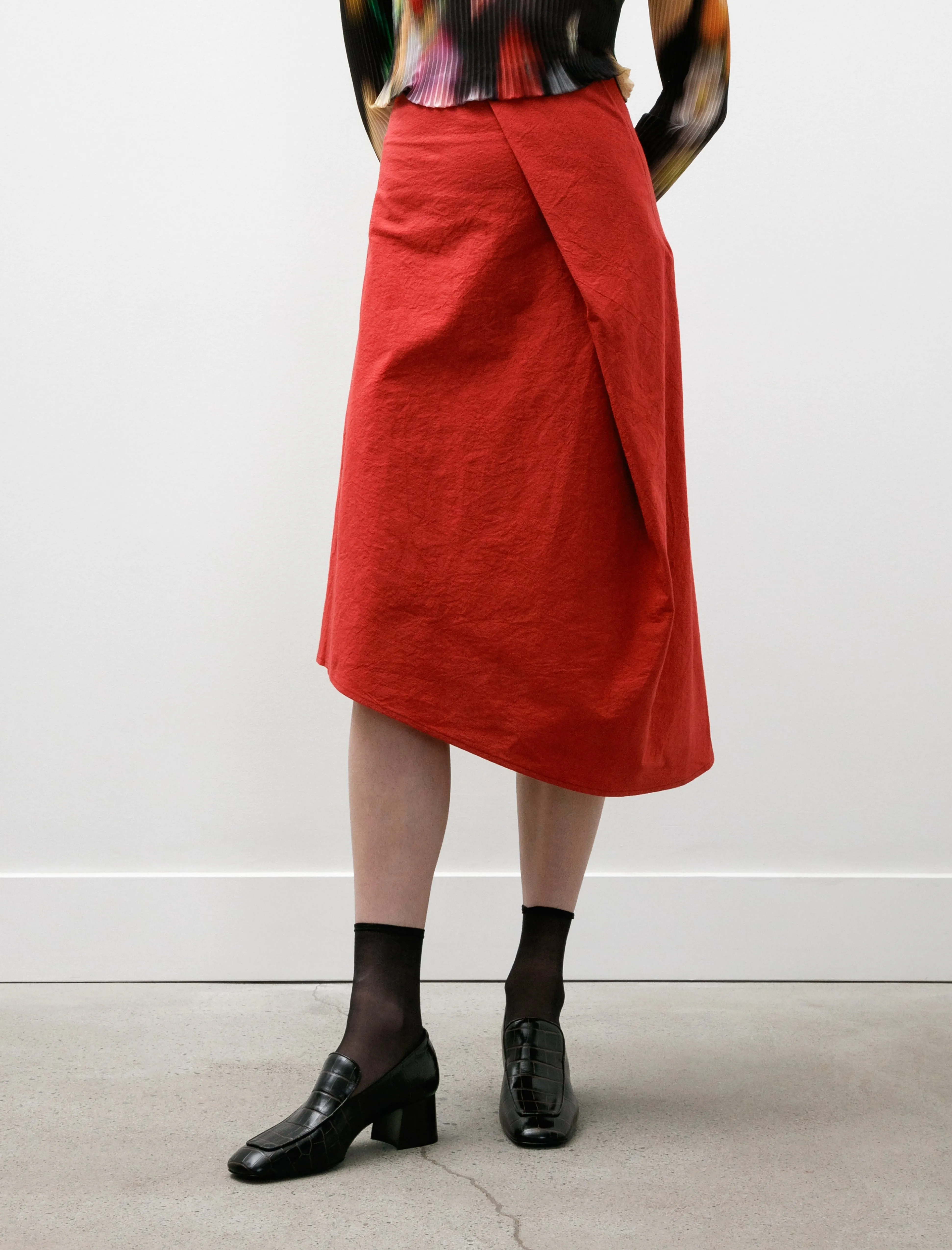 Pleated Drape Skirt Cotton Hemp Red sold by SHOP NEIGHBOR product image thumbnail 2