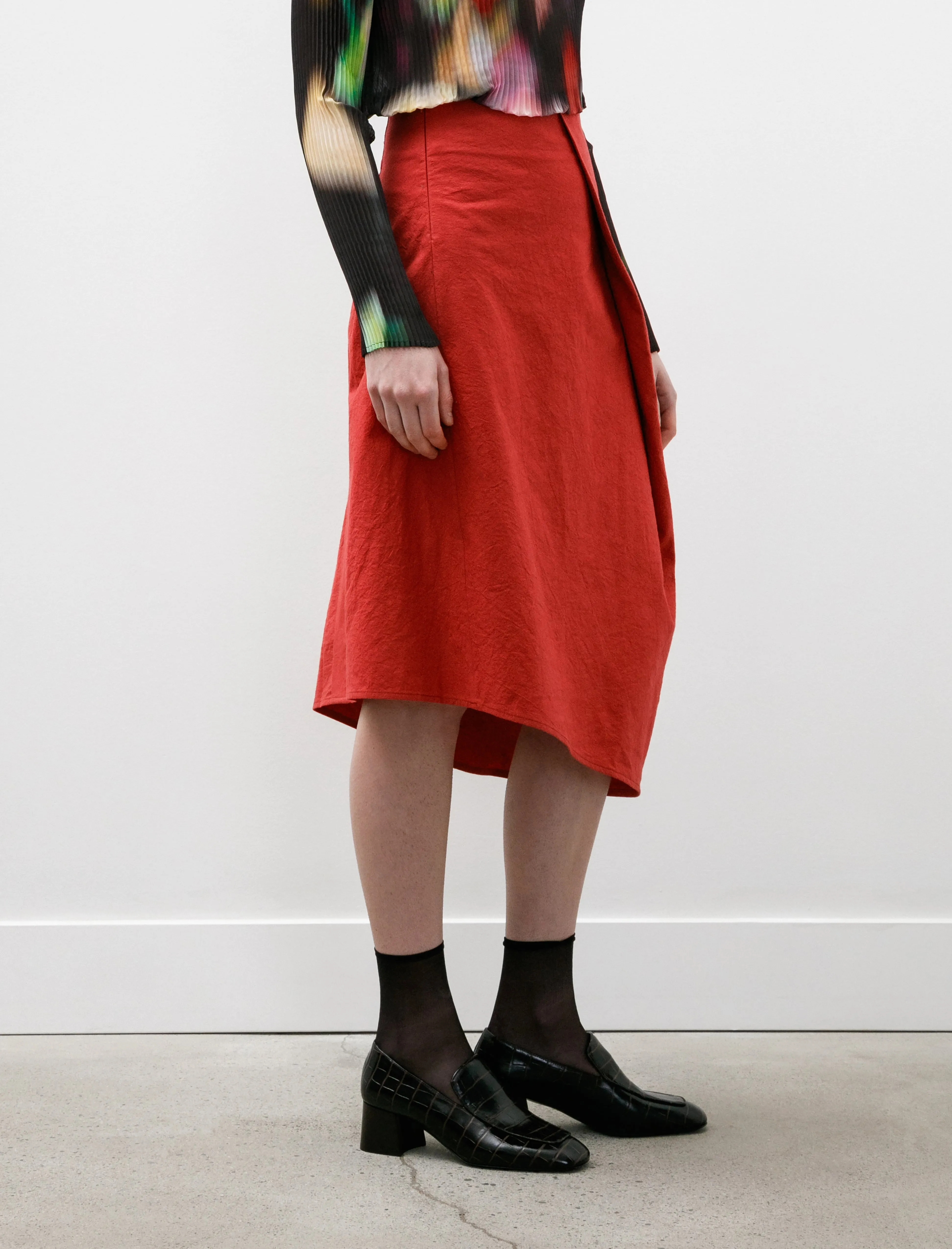 Pleated Drape Skirt Cotton Hemp Red sold by SHOP NEIGHBOR product image thumbnail 5