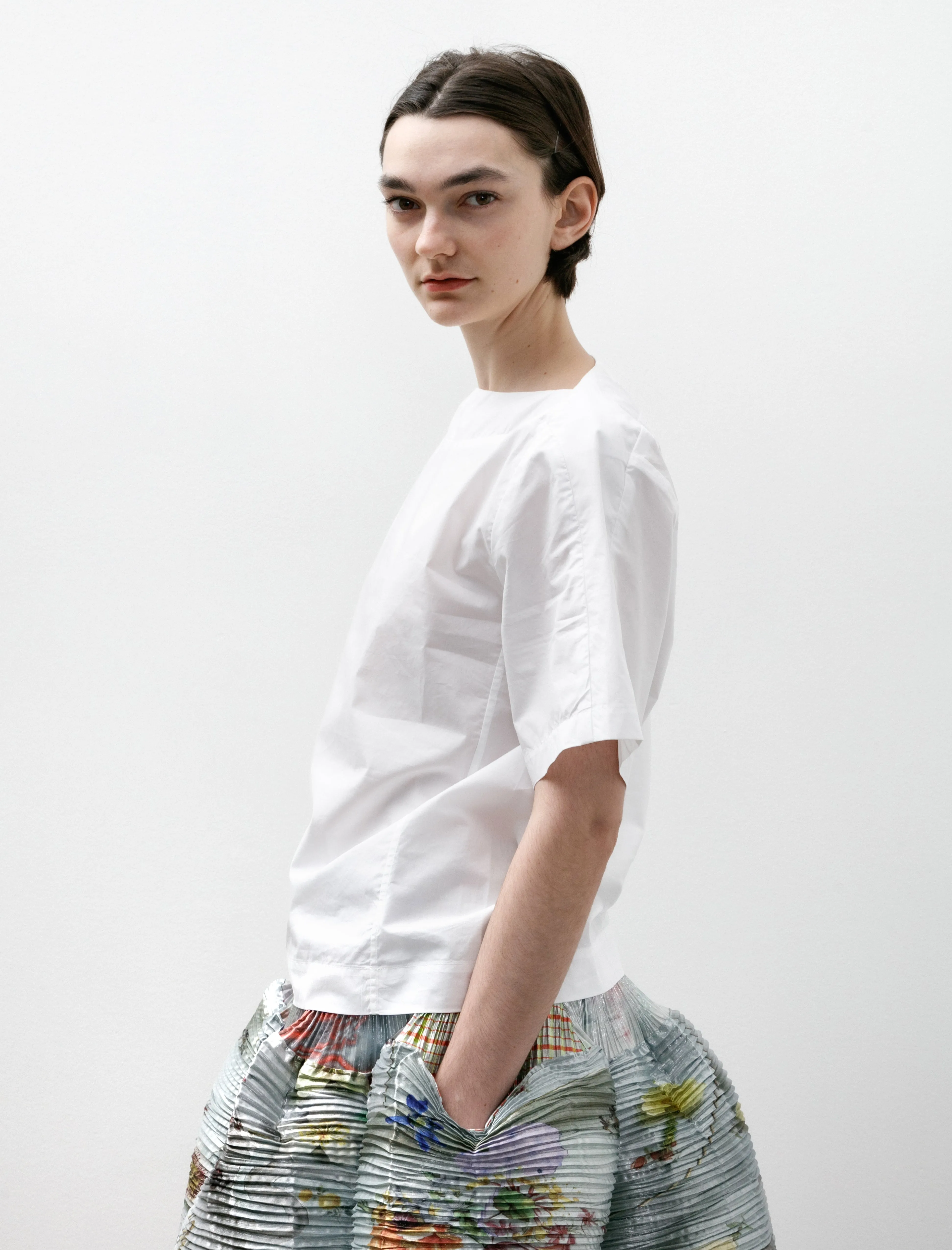 Boat Neck T-Shirt Cotton Poplin White sold by SHOP NEIGHBOR product image thumbnail 2