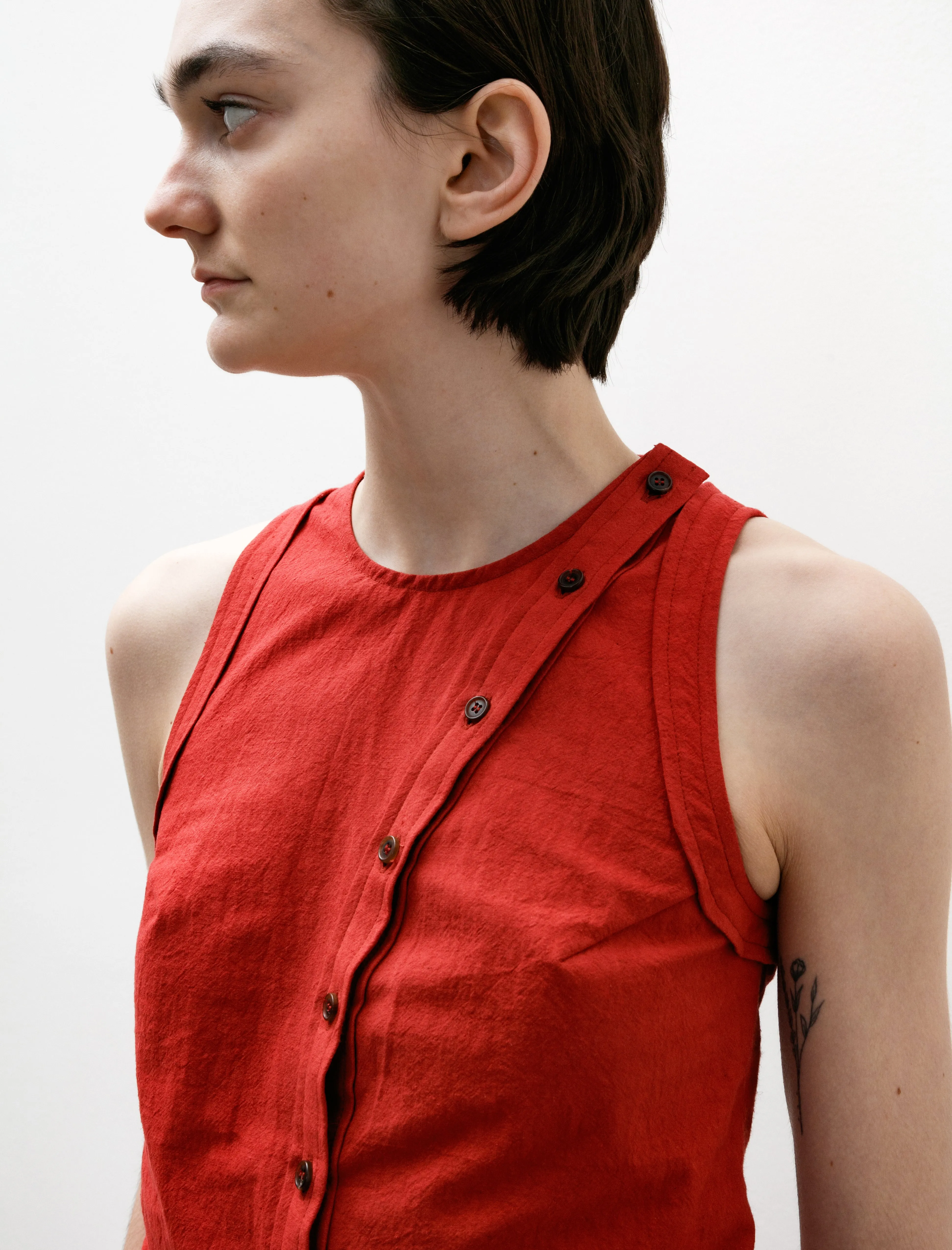 Button Up Tank Cotton Hemp Red sold by SHOP NEIGHBOR product image thumbnail 3
