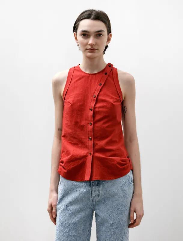 Button Up Tank Cotton Hemp Red made by SHOP NEIGHBOR