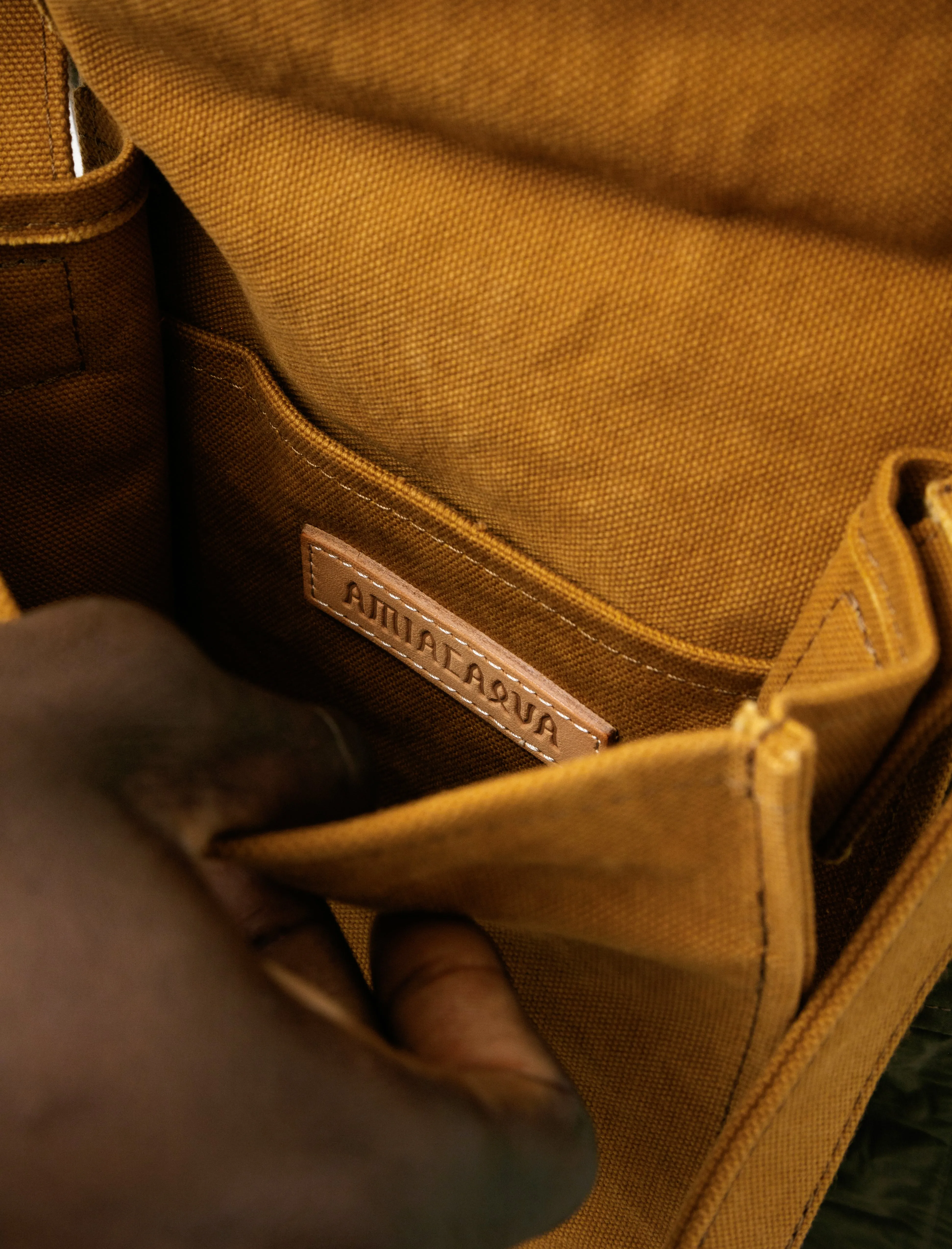 Washed Canvas Shoulder Bag Small Mustard sold by SHOP NEIGHBOR product image thumbnail 5