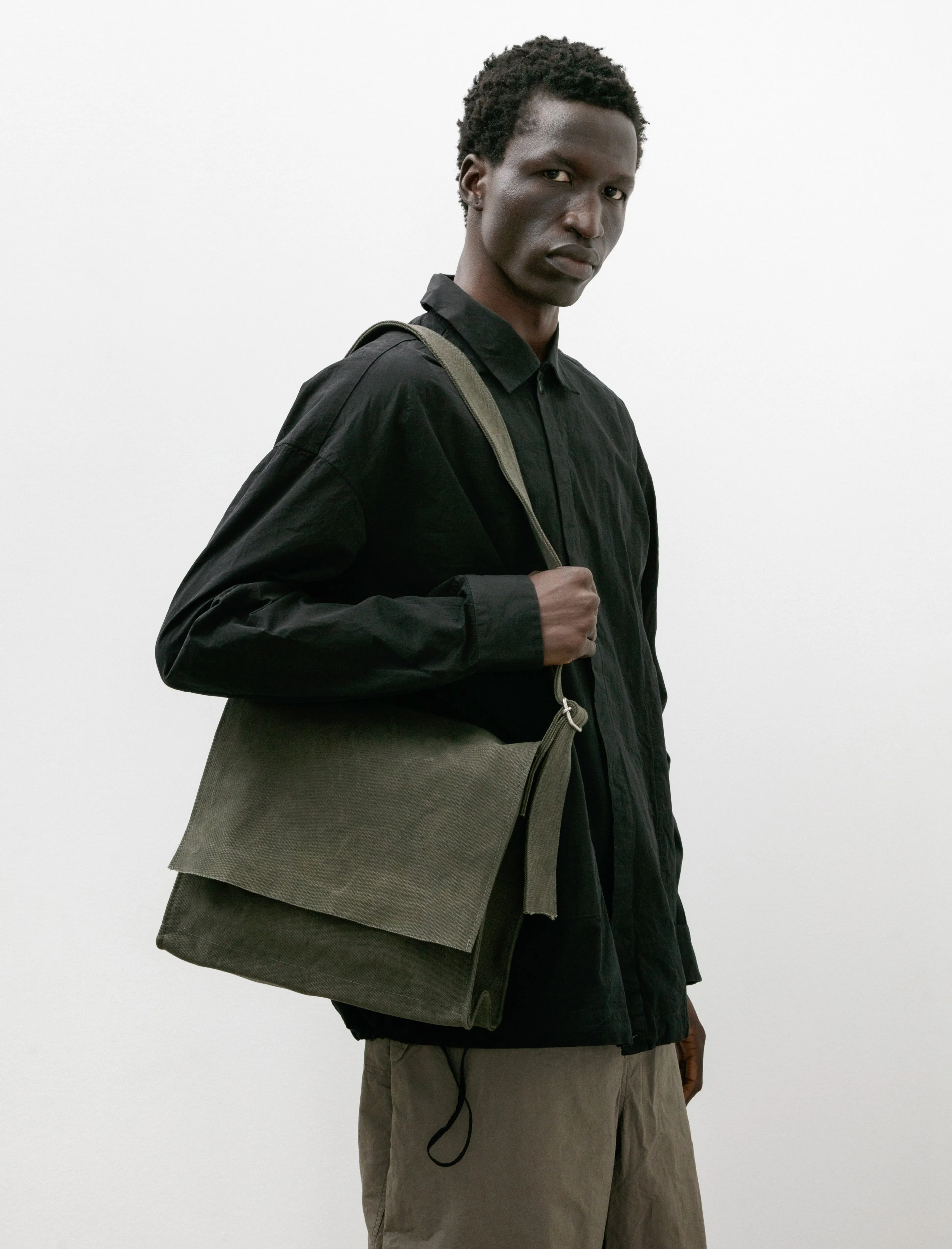 Washed Canvas Shoulder Bag Medium Olive sold by SHOP NEIGHBOR