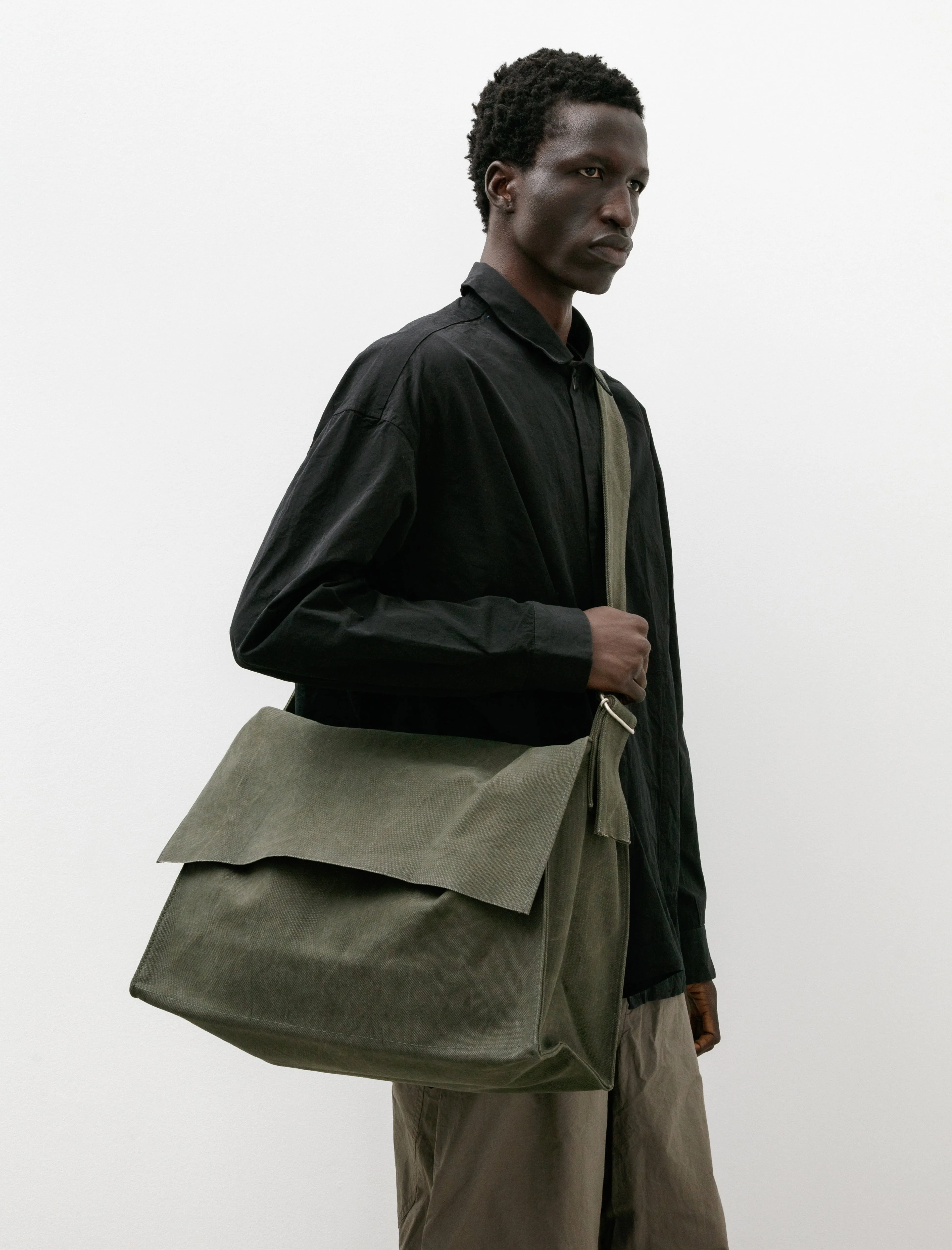 Washed Canvas Shoulder Bag Olive sold by SHOP NEIGHBOR