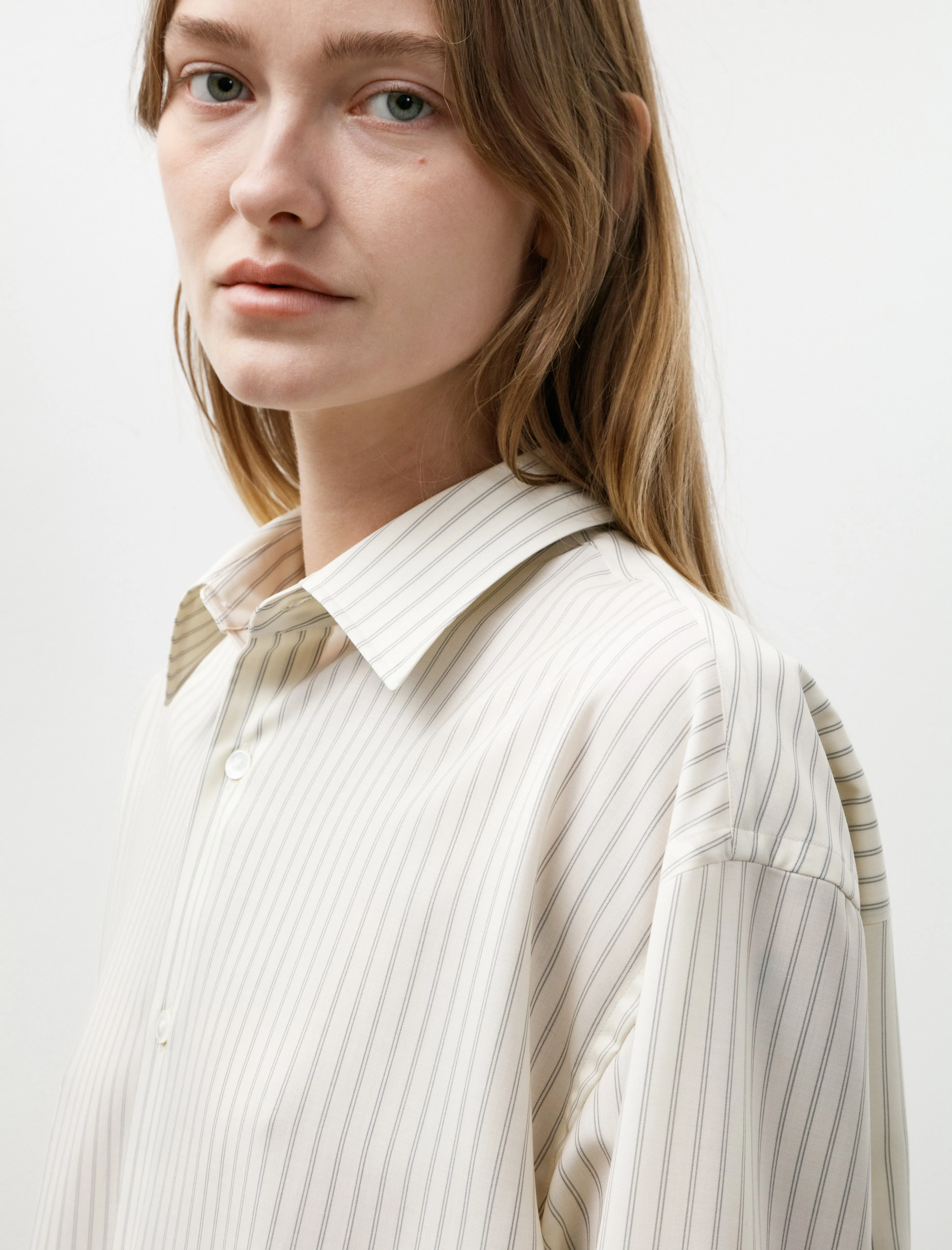 Super Fine Wool Shirt Ivory Stripe W sold by SHOP NEIGHBOR product image thumbnail 2