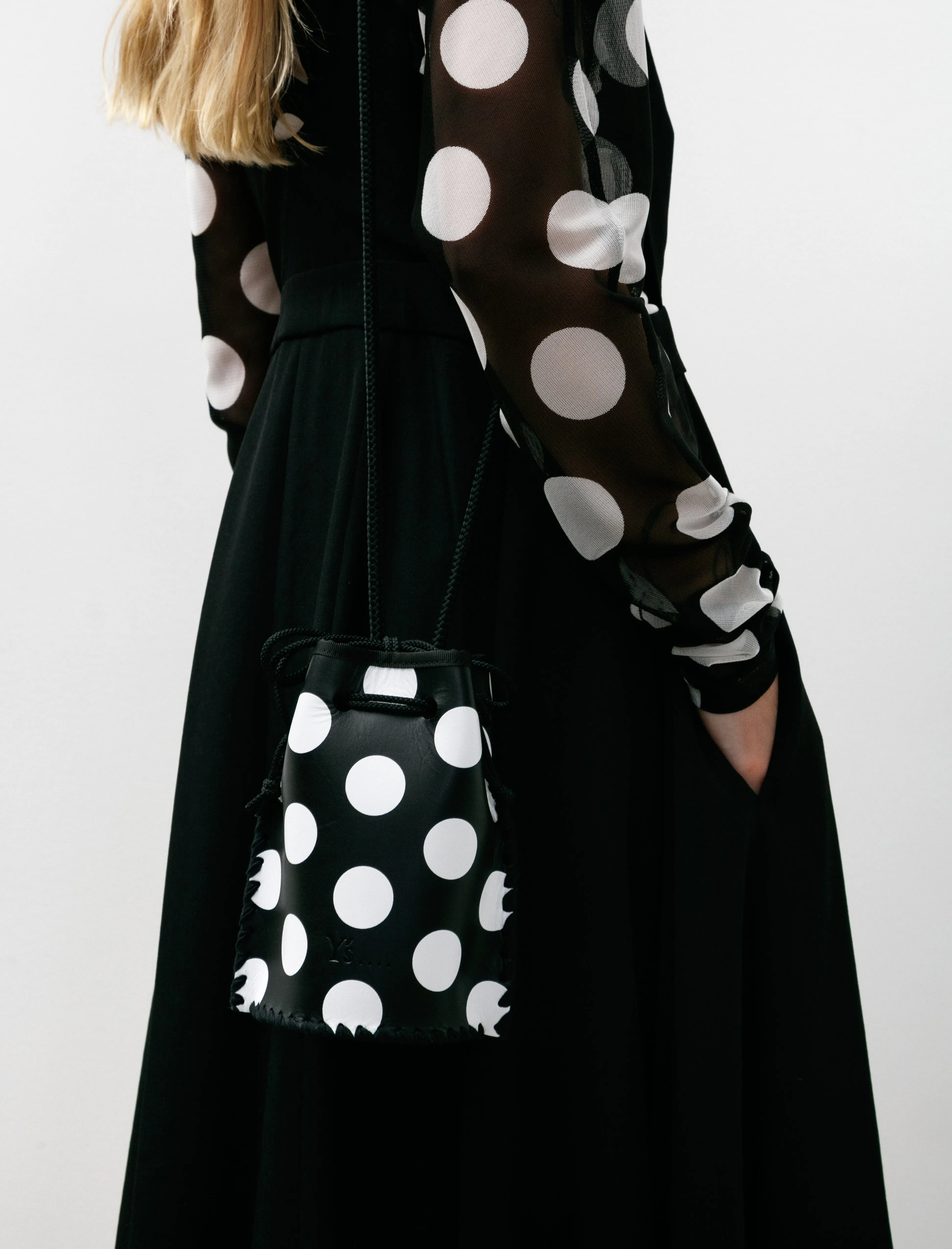 Dot Drawstring Bucket Bag Black sold by SHOP NEIGHBOR product image thumbnail 3
