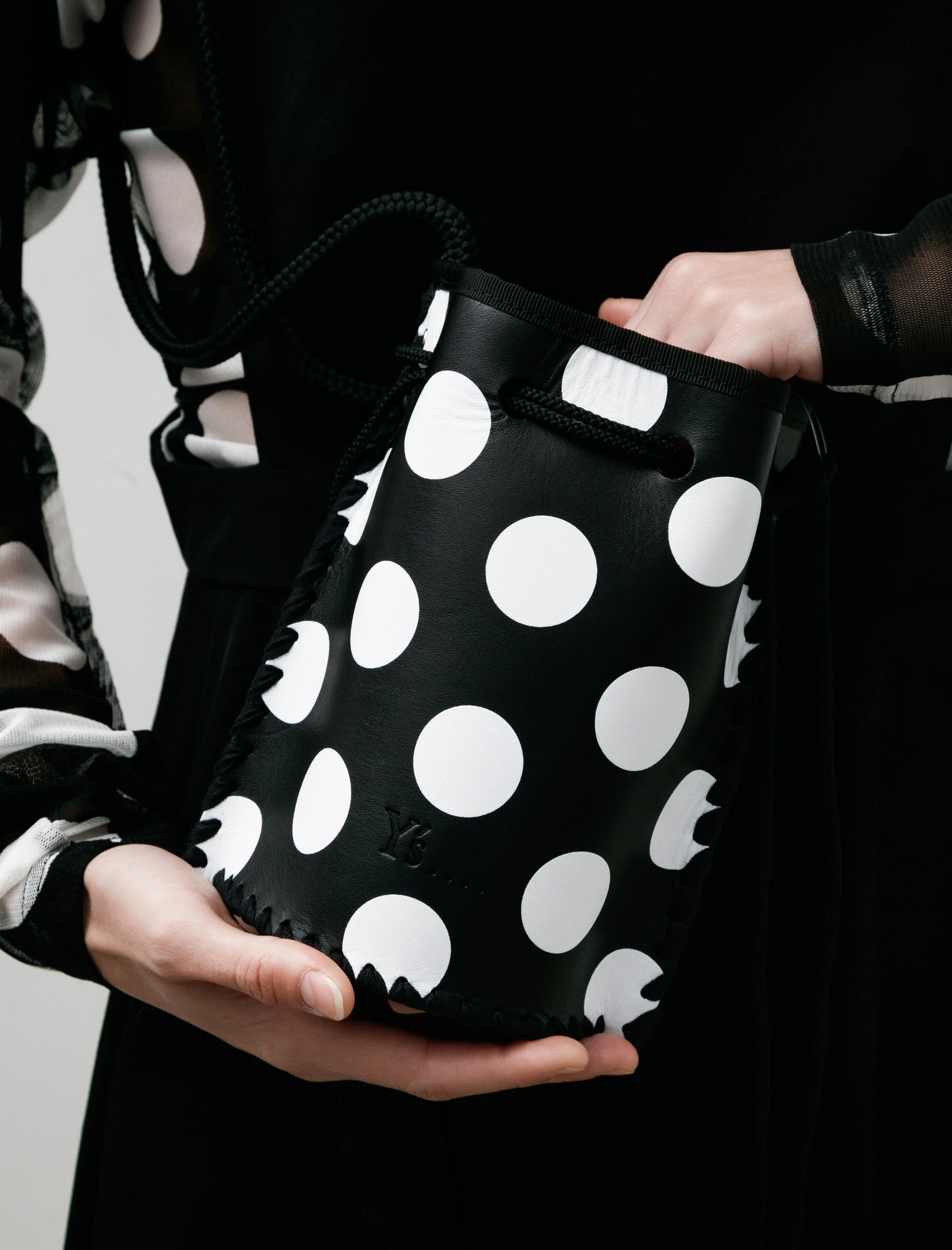 Dot Drawstring Bucket Bag Black sold by SHOP NEIGHBOR product image thumbnail 4