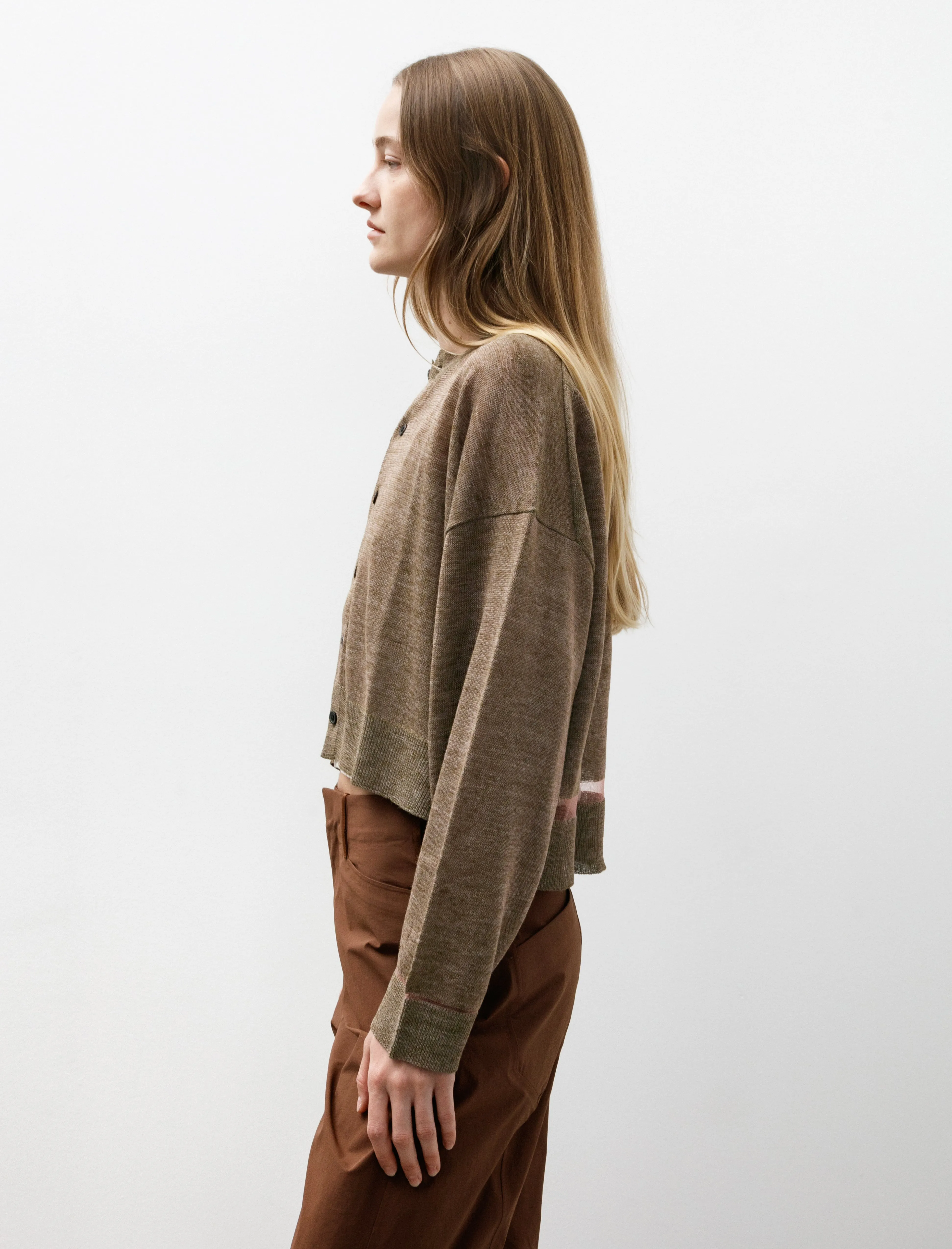 Sheer Rounded Sleeve Cardigan Khaki sold by SHOP NEIGHBOR product image thumbnail 3