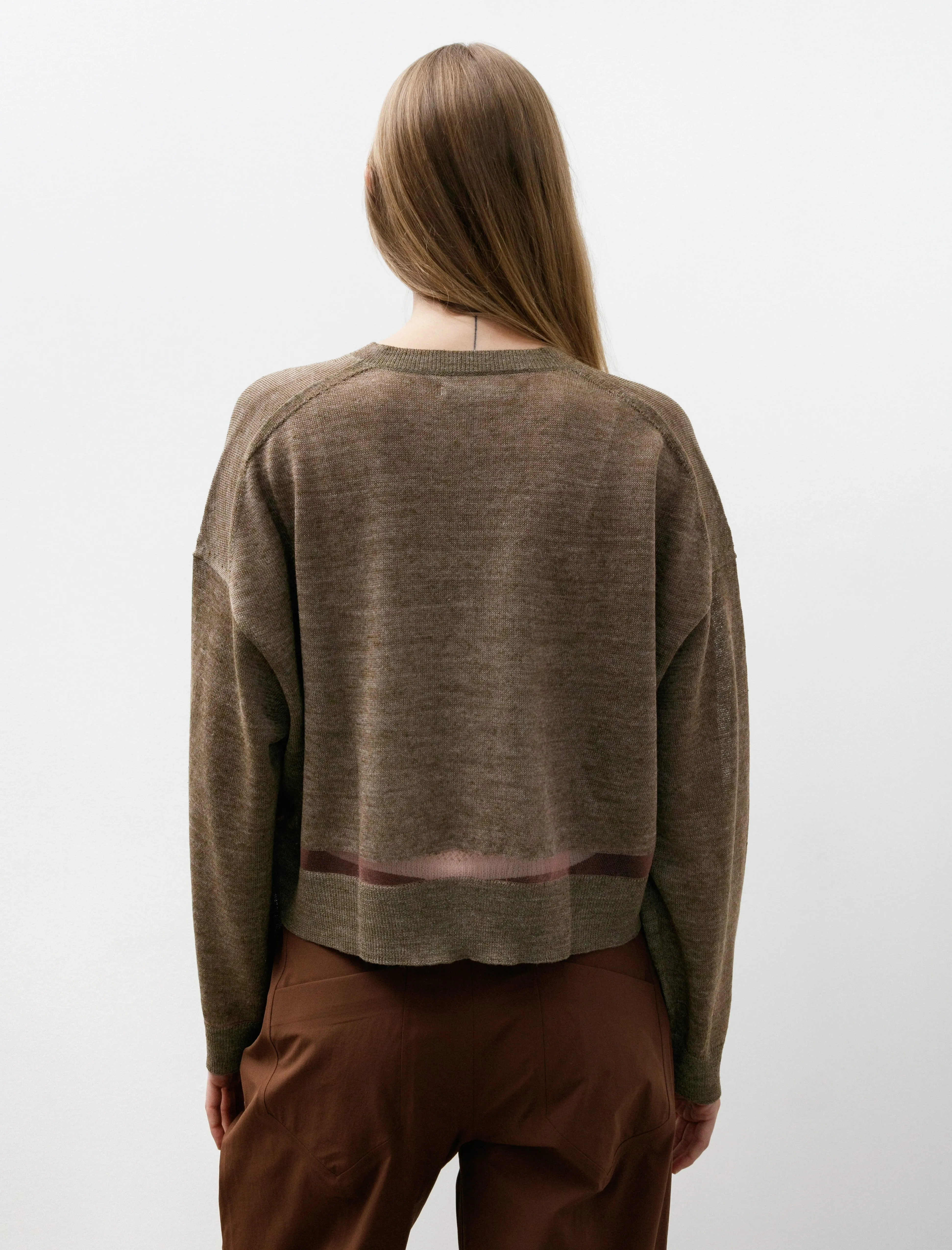 Sheer Rounded Sleeve Cardigan Khaki sold by SHOP NEIGHBOR product image thumbnail 4