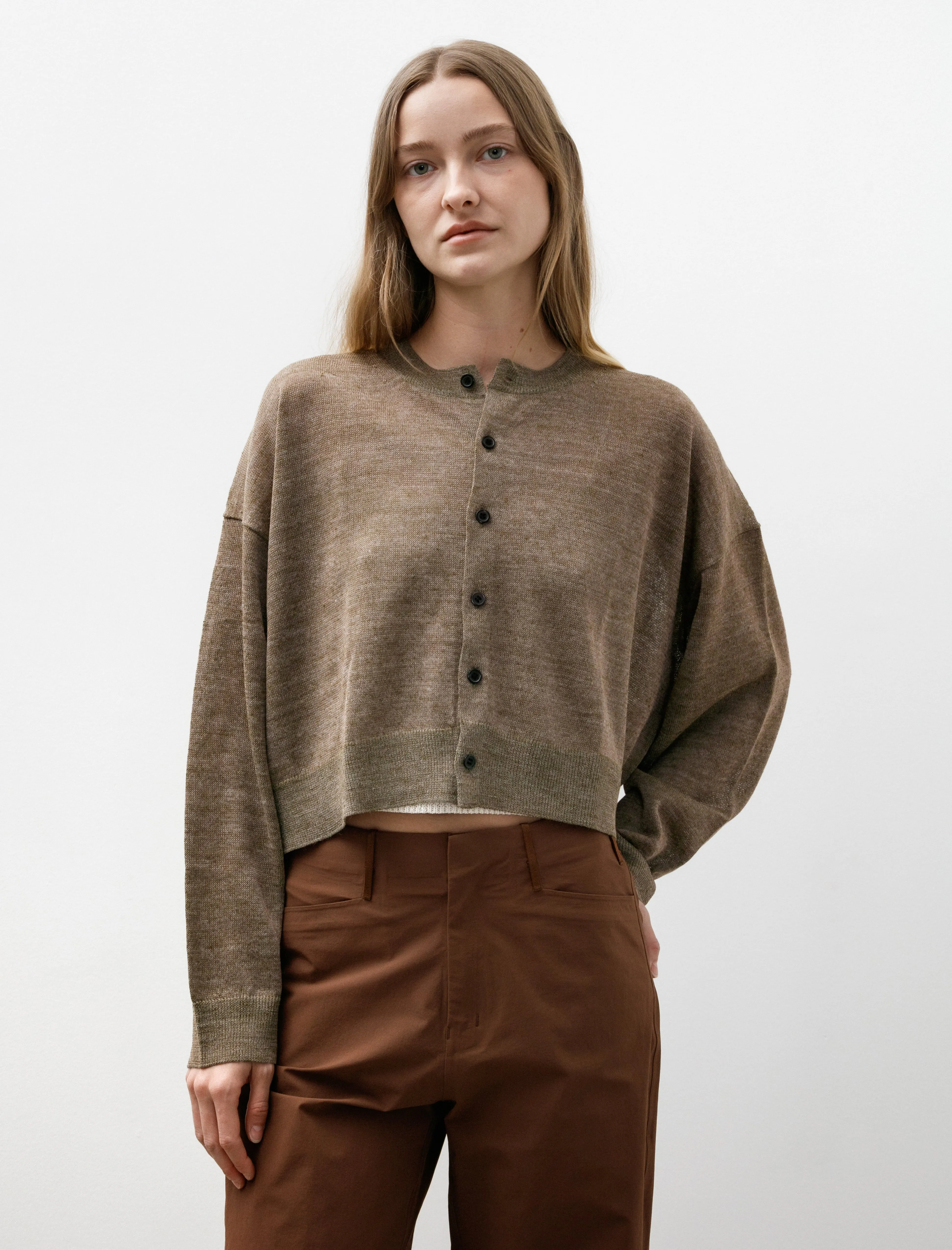 Sheer Rounded Sleeve Cardigan Khaki sold by SHOP NEIGHBOR product image thumbnail 2